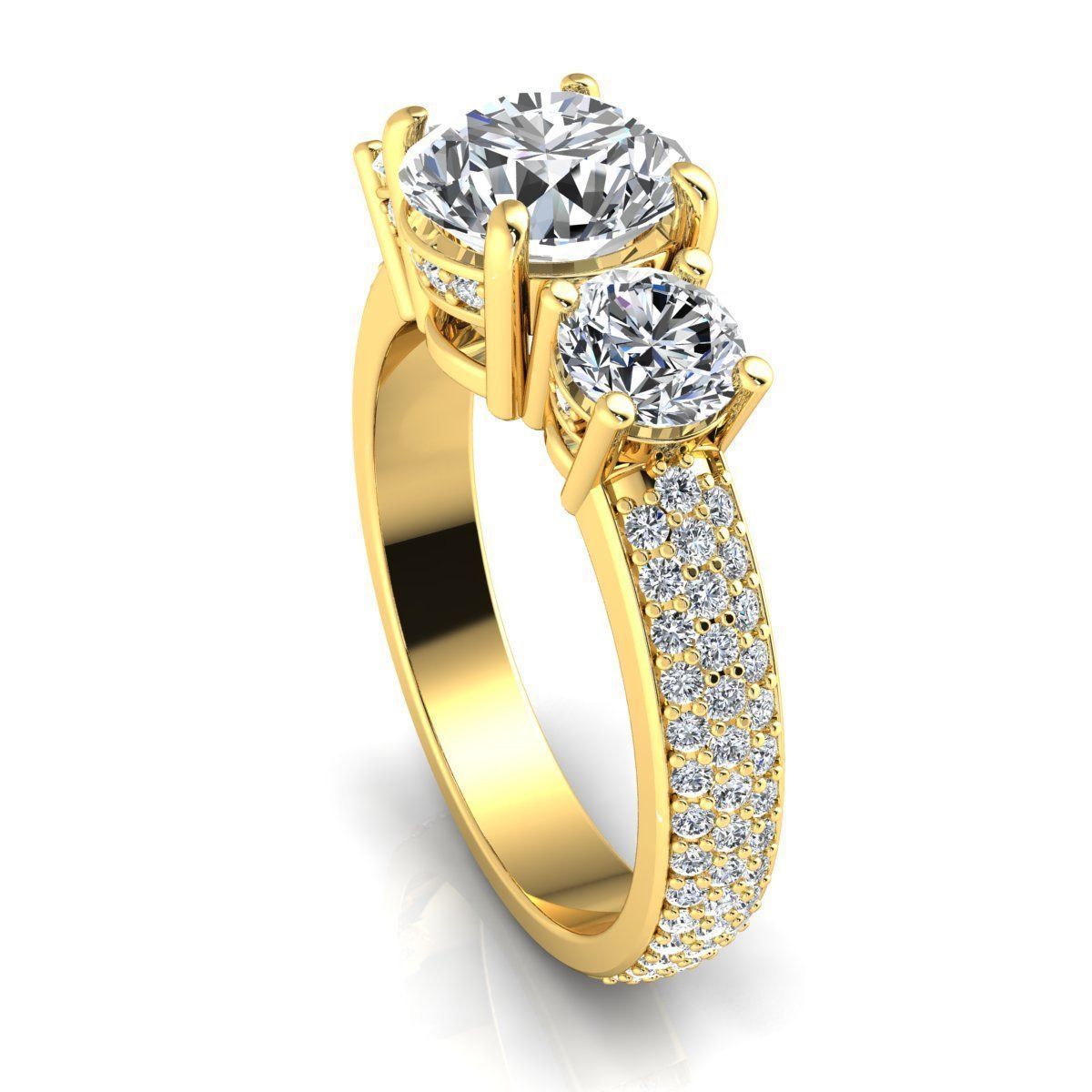 Royal Woman Diamond Ring 3d Model Print 3D print model_11