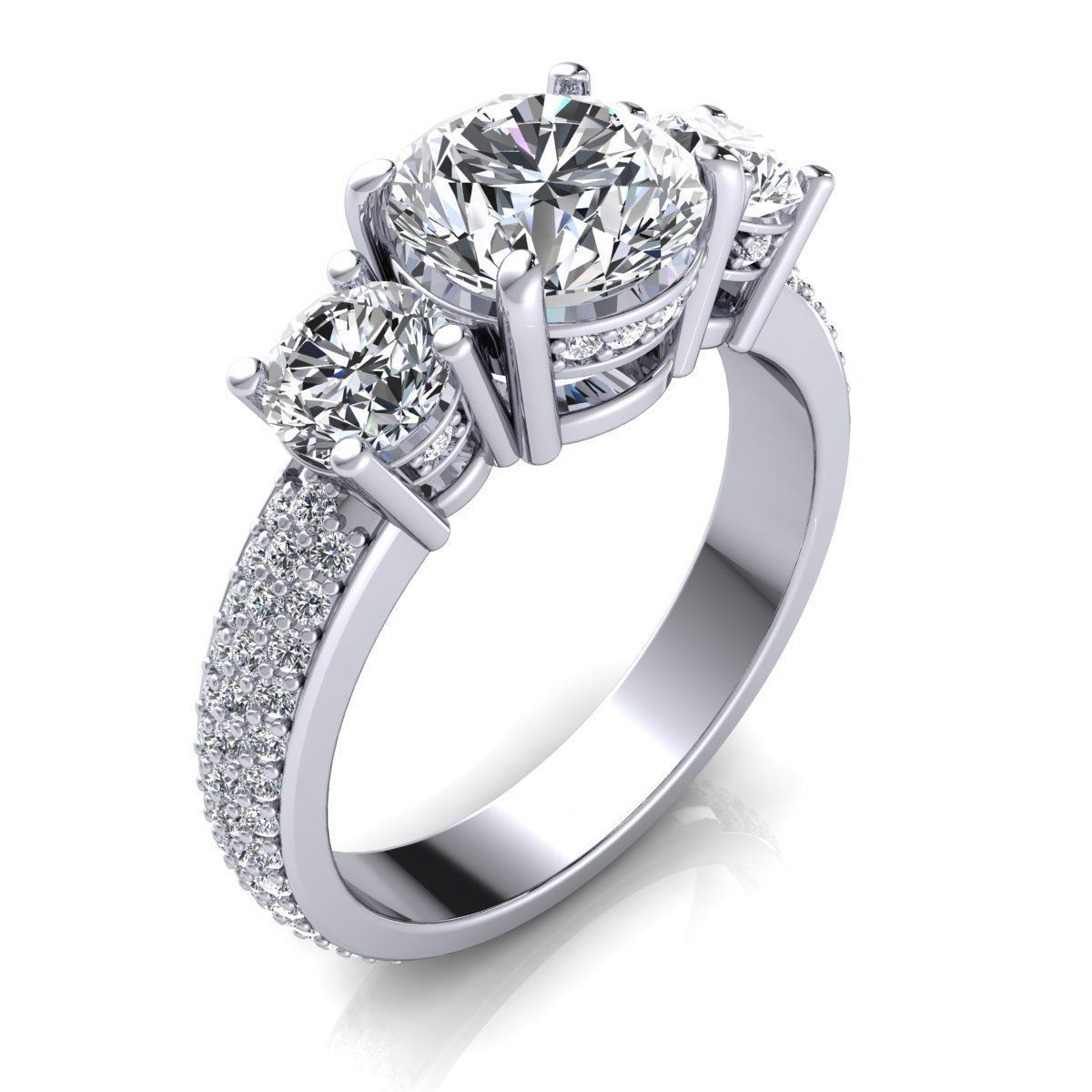 Royal Woman Diamond Ring 3d Model Print 3D print model_2