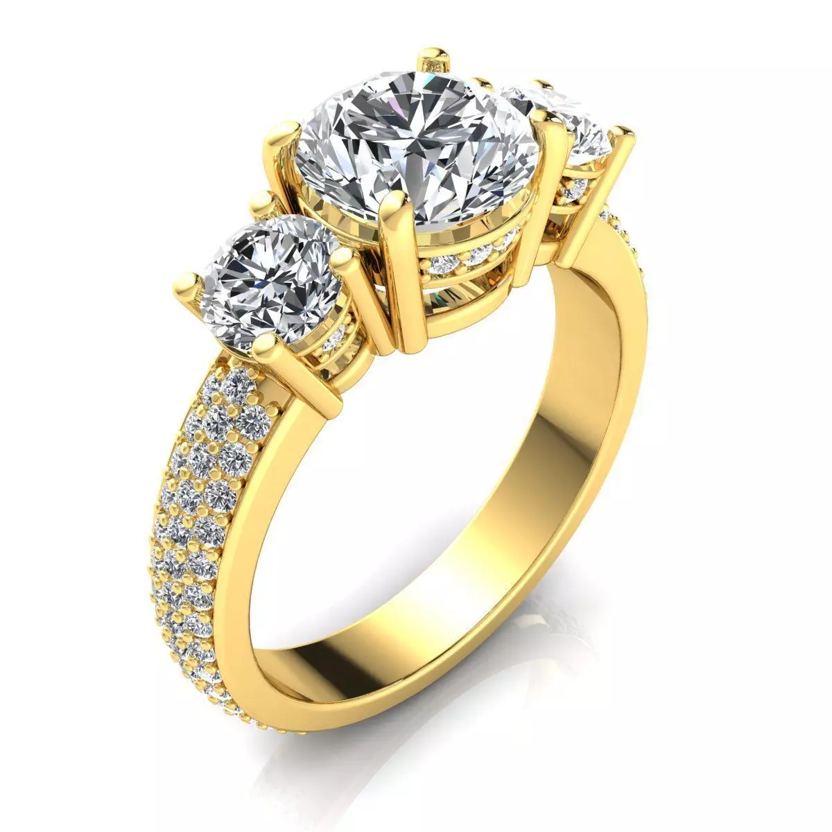 Royal Woman Diamond Ring 3d Model Print 3D print model_0