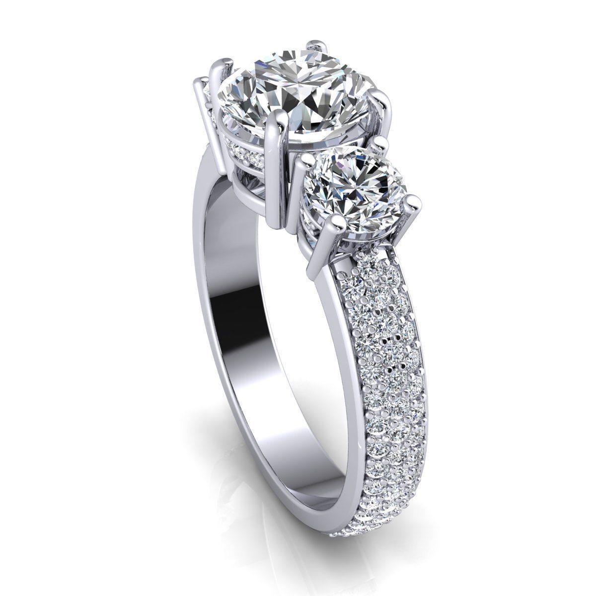Royal Woman Diamond Ring 3d Model Print 3D print model_9