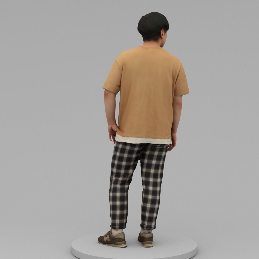 A Relaxed Young Man Looking Sideways 3D model_3