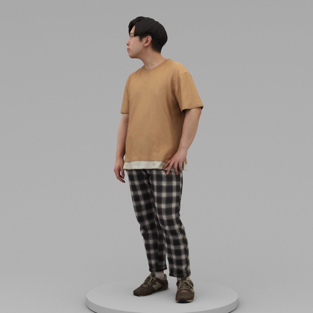 A Relaxed Young Man Looking Sideways 3D model_1