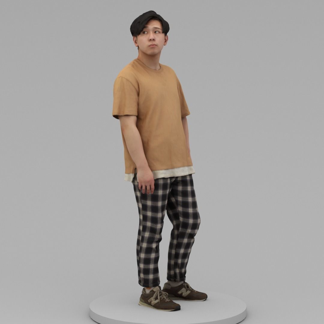 A Relaxed Young Man Looking Sideways 3D model_2