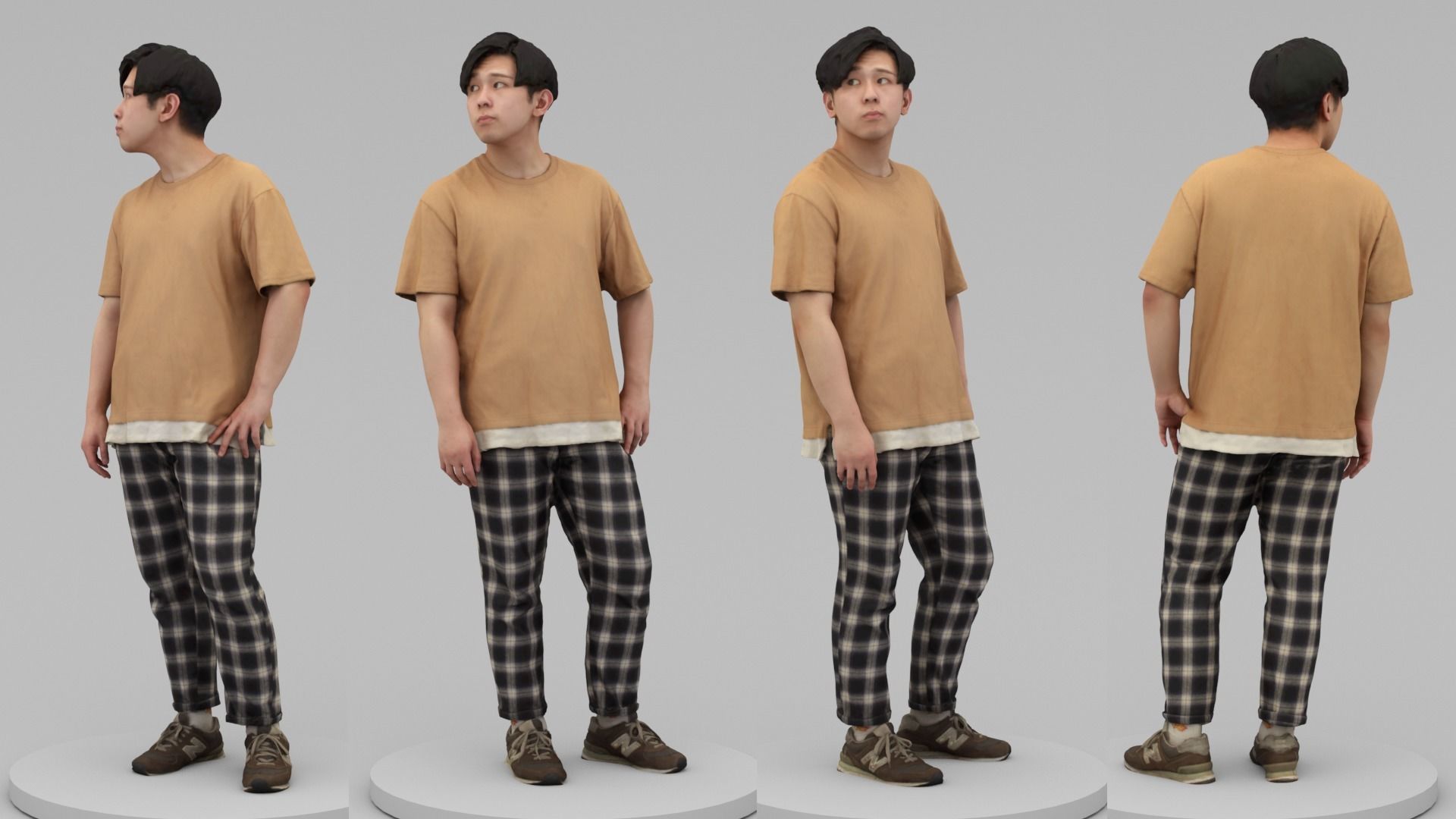 A Relaxed Young Man Looking Sideways 3D model_4
