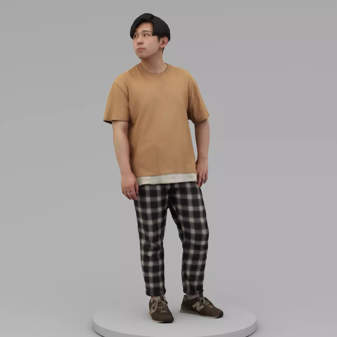 A Relaxed Young Man Looking Sideways 3D model_0