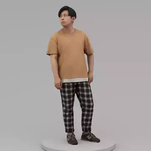 A Relaxed Young Man Looking Sideways 3D model