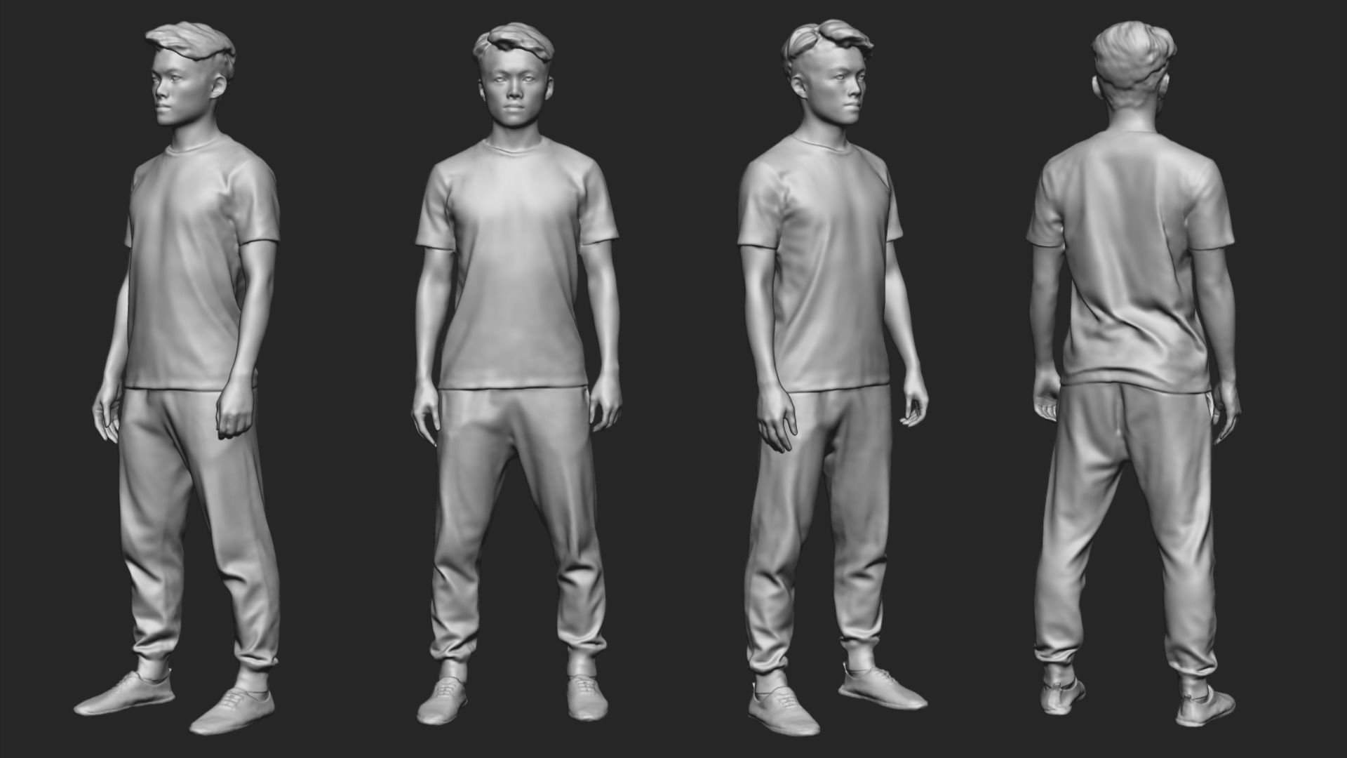 A Strong Young Man Standing Alone 3D model_5