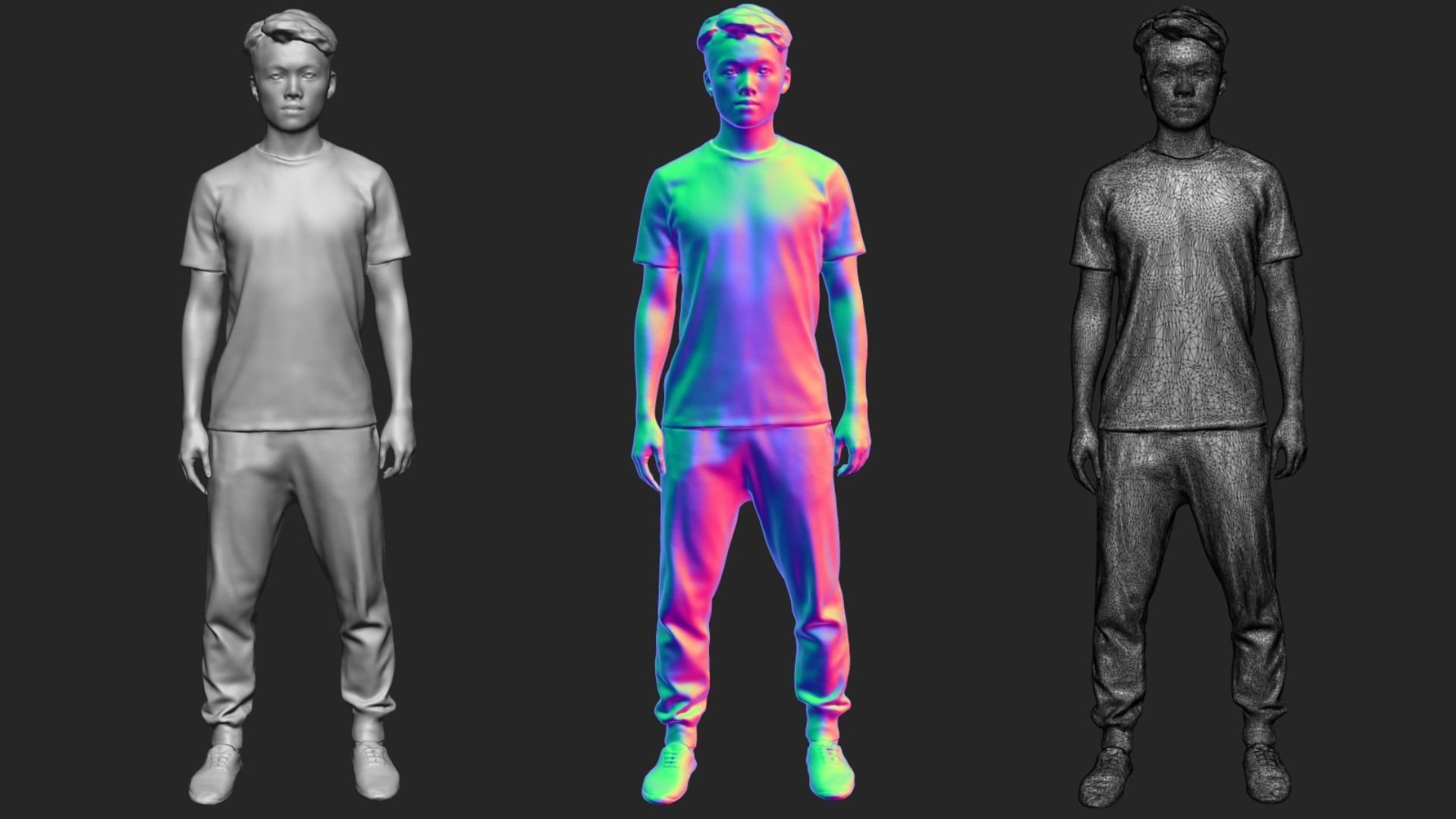 A Strong Young Man Standing Alone 3D model_6