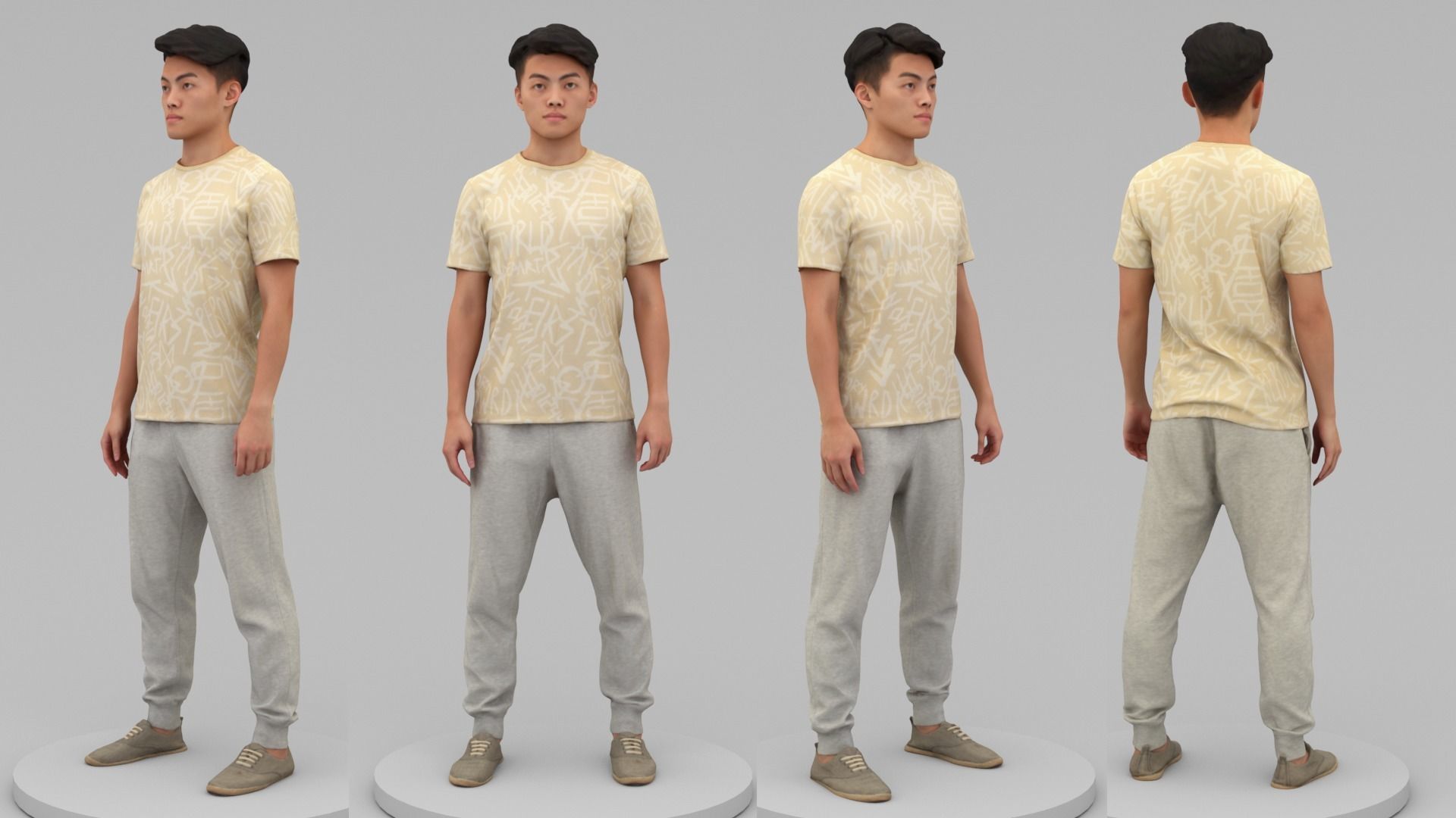 A Strong Young Man Standing Alone 3D model_4