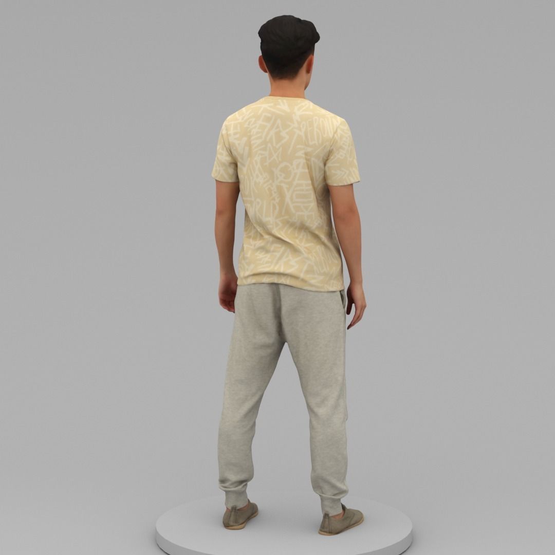 A Strong Young Man Standing Alone 3D model_3