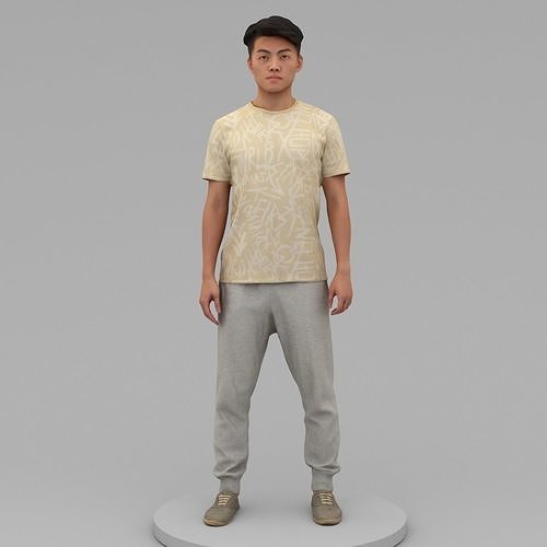 A Strong Young Man Standing Alone 3D model