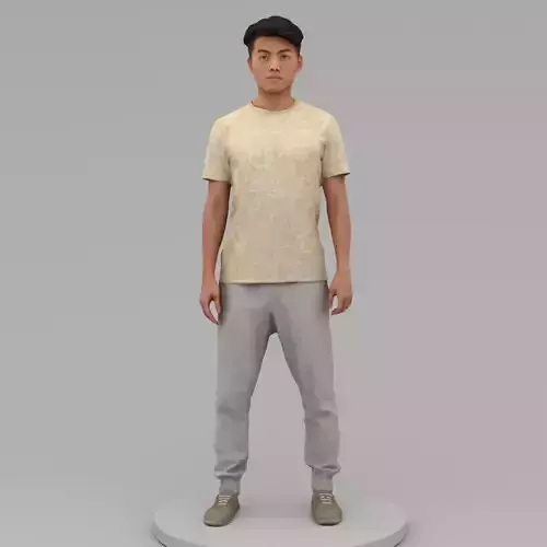 A Strong Young Man Standing Alone 3D model