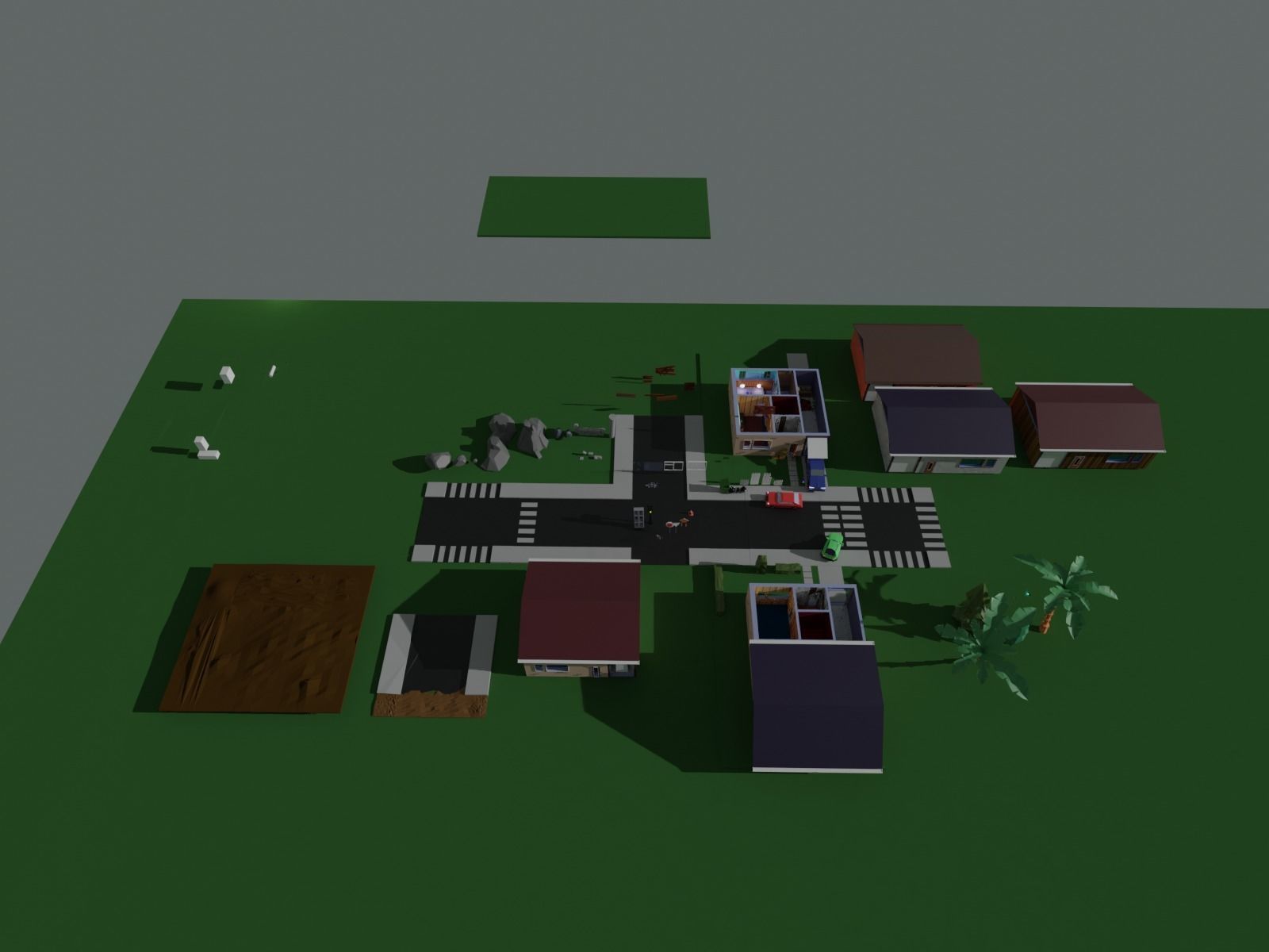 Low Poly Zombie Town Low-poly 3D model_6