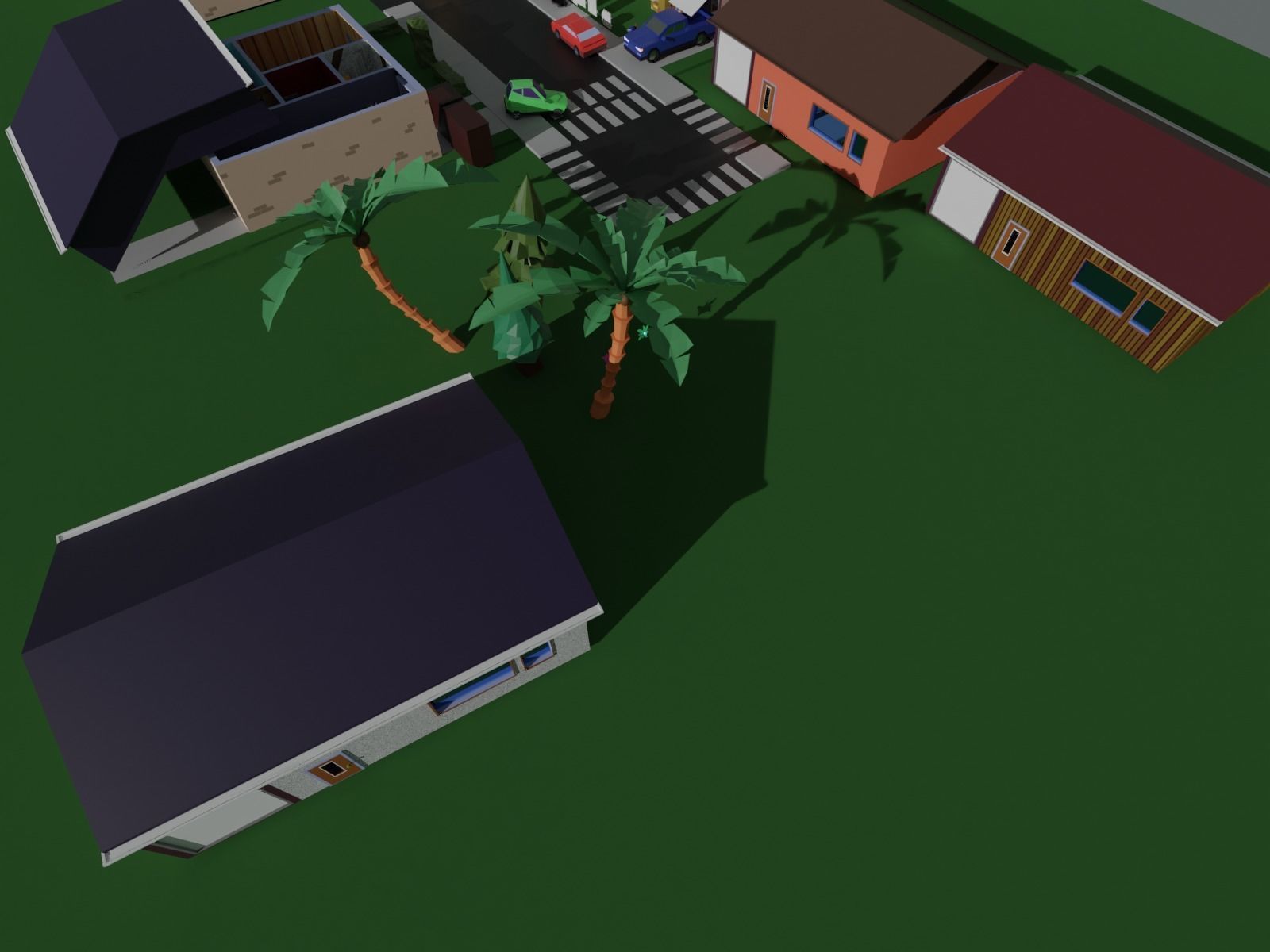 Low Poly Zombie Town Low-poly 3D model_5