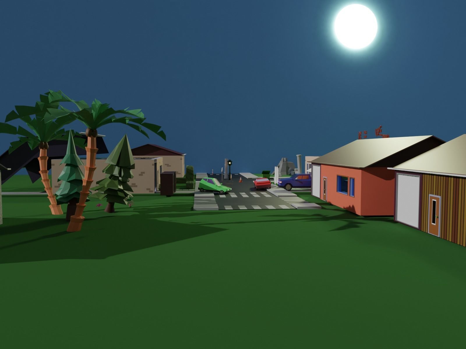Low Poly Zombie Town Low-poly 3D model_4