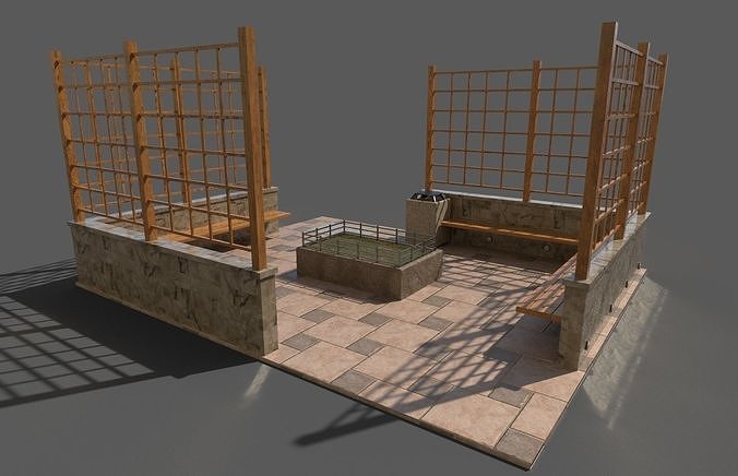 park set with 11 pieces  Low-poly 3D model