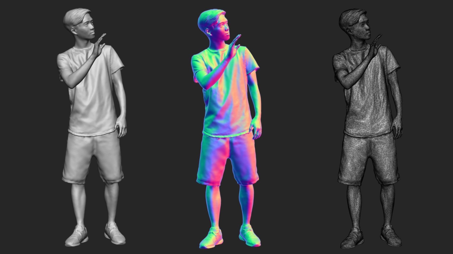 A Young Man Saying Hi 3D model_6