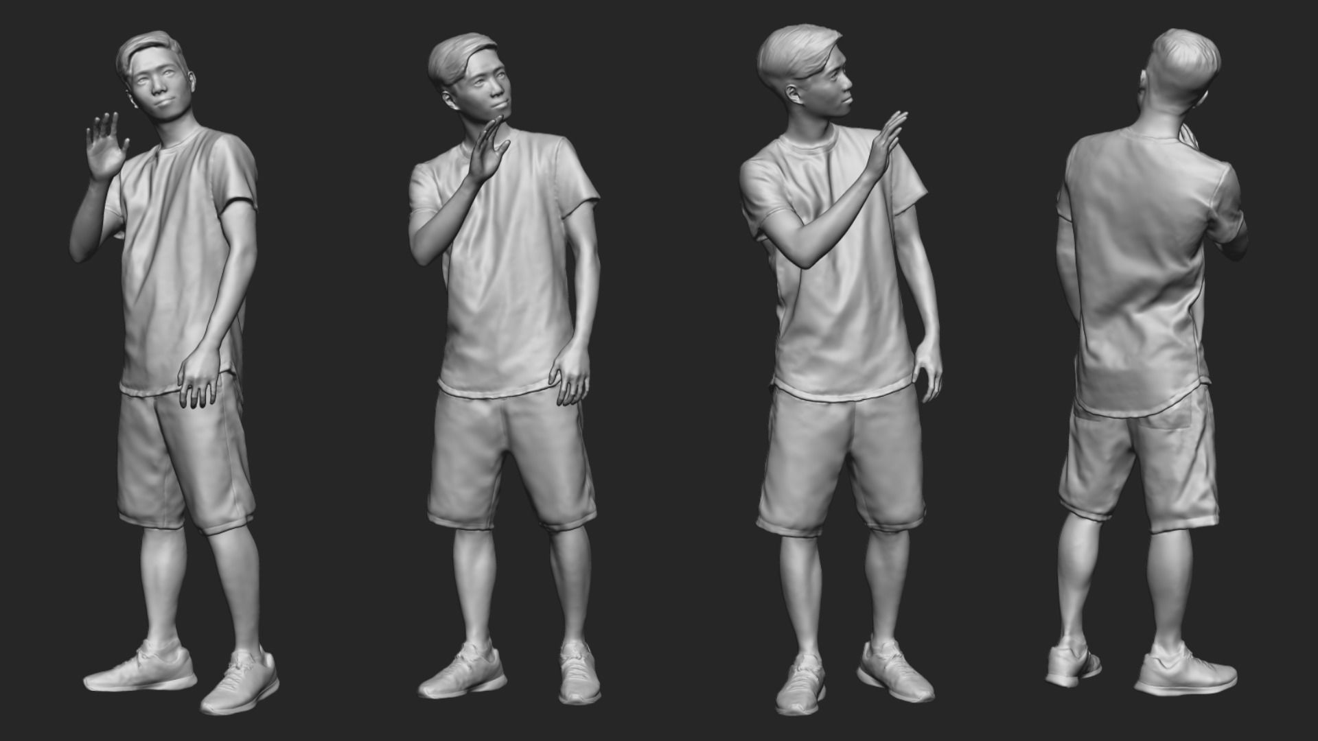 A Young Man Saying Hi 3D model_5