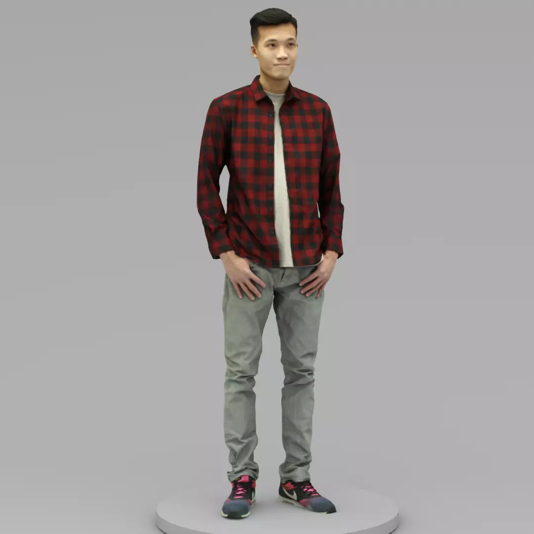 A Handsome Man Posing with Hands in Pockets 3D model
