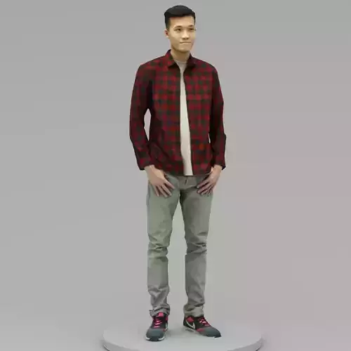  A Handsome Man Posing with Hands in Pockets 3D model