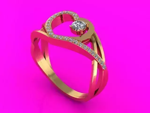 Ring Loving heart 02ct 3D print model