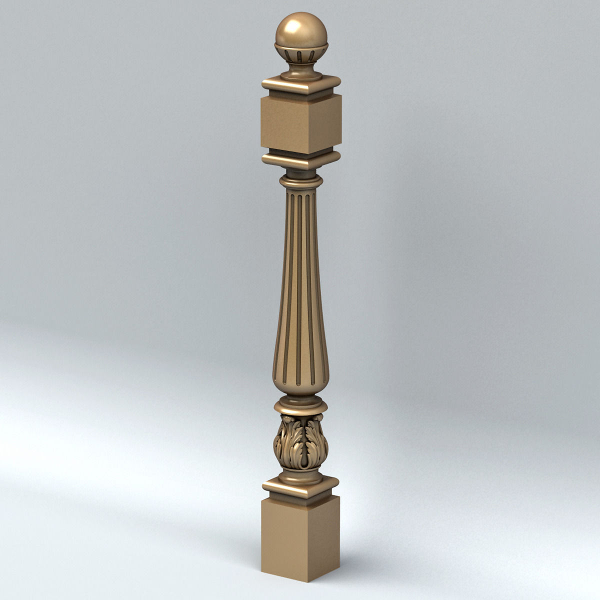 Newel post 003 3D model_3
