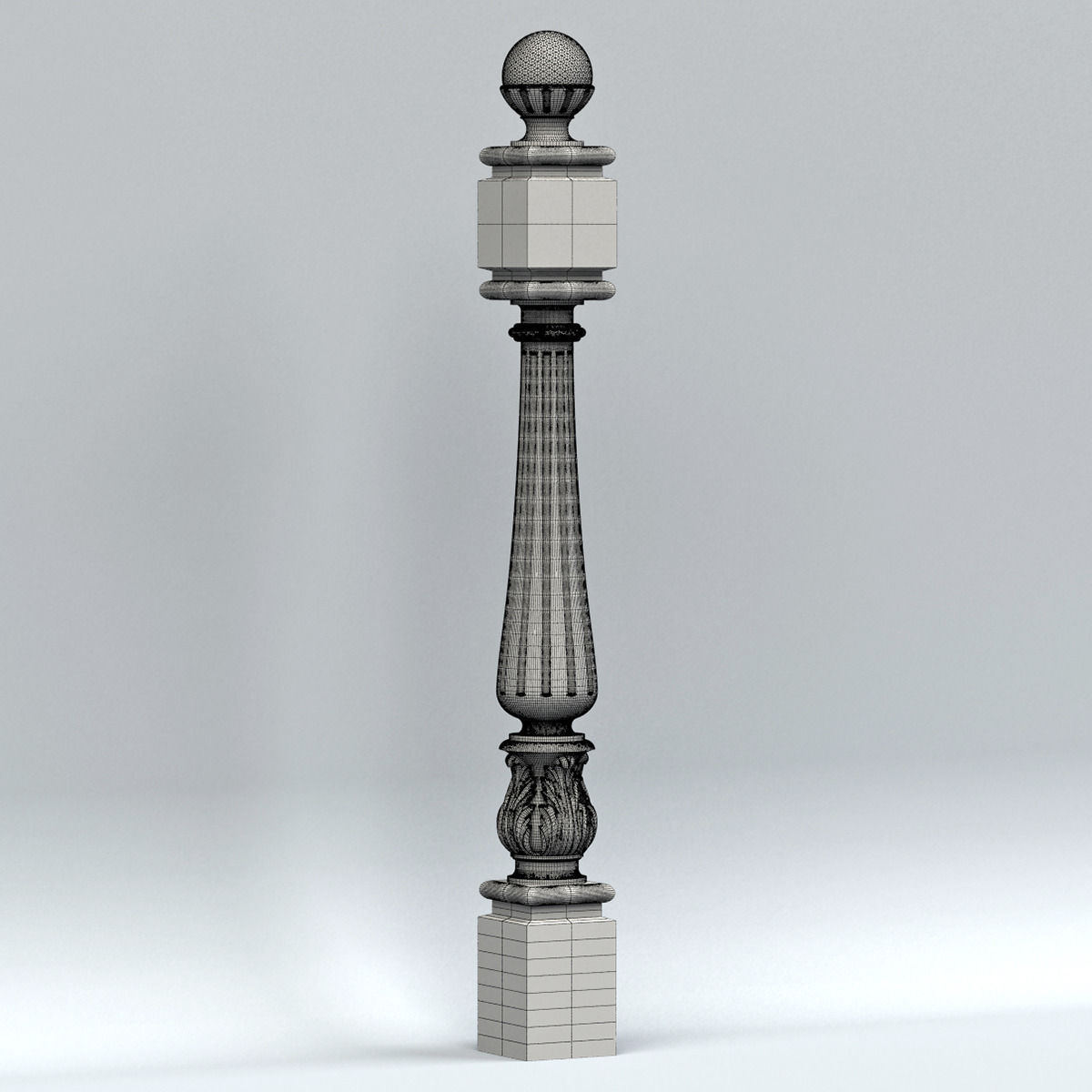 Newel post 003 3D model_4
