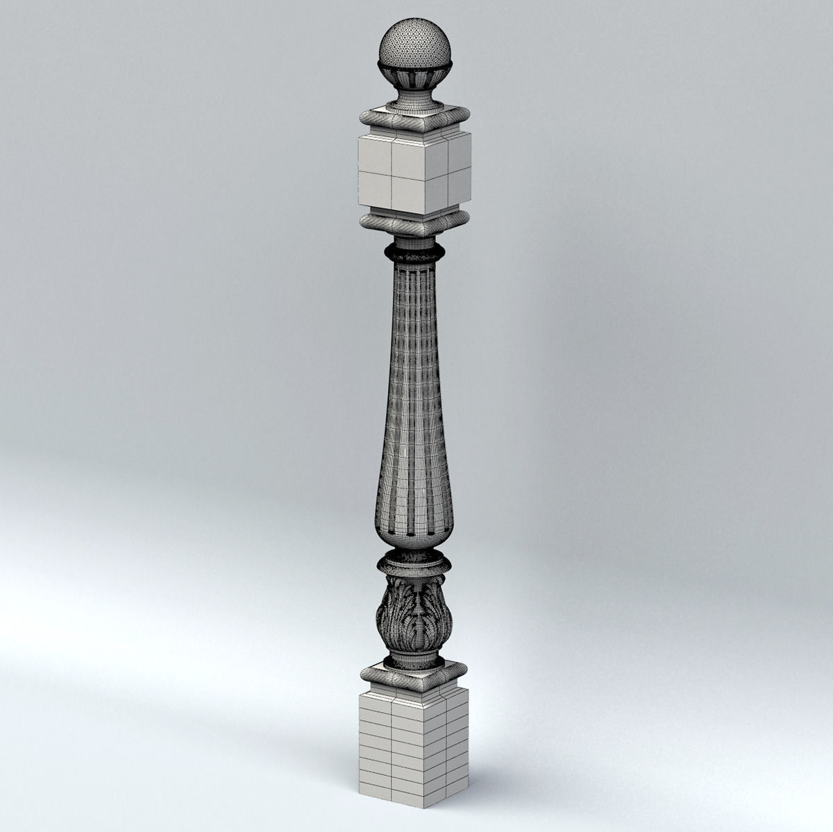 Newel post 003 3D model_6