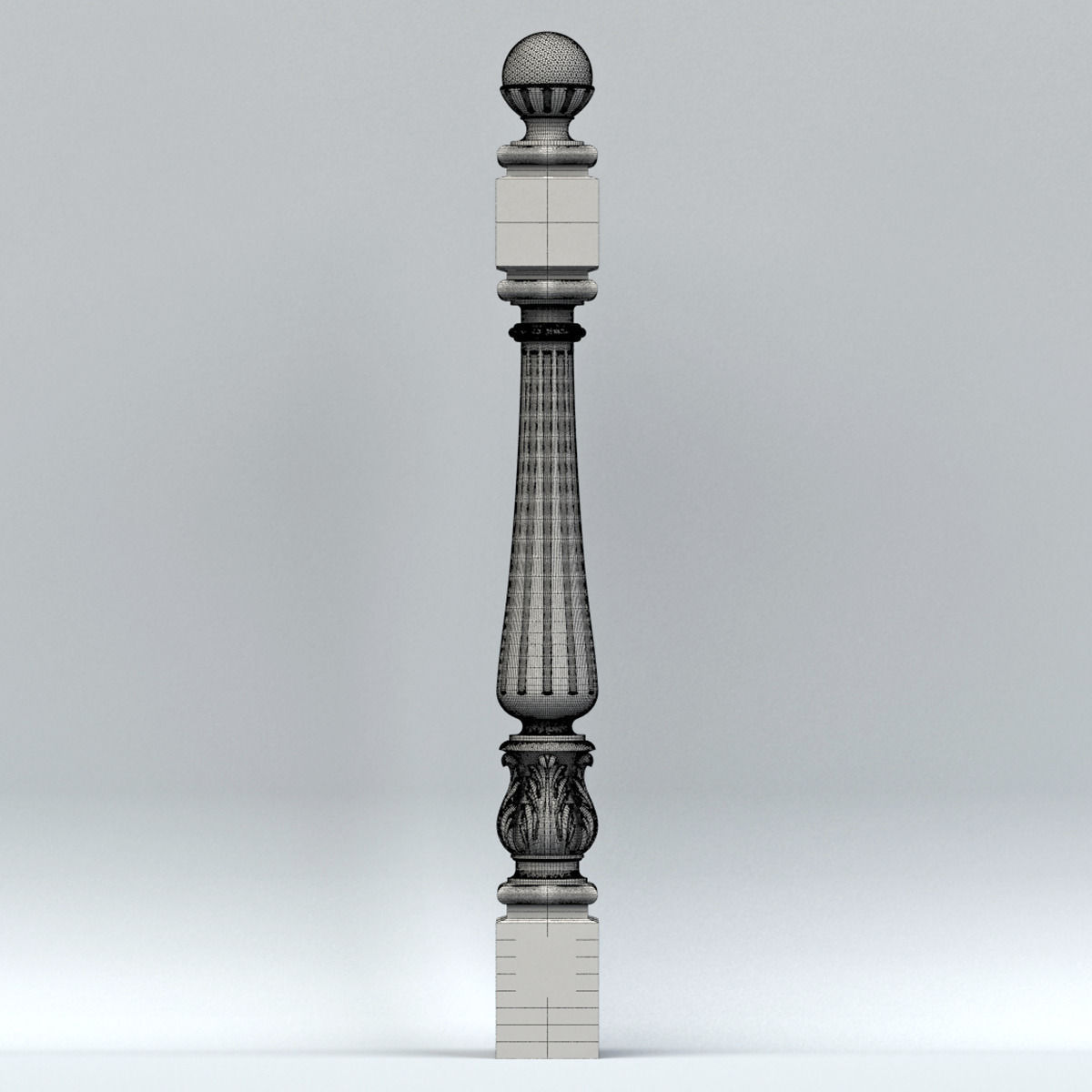 Newel post 003 3D model_5