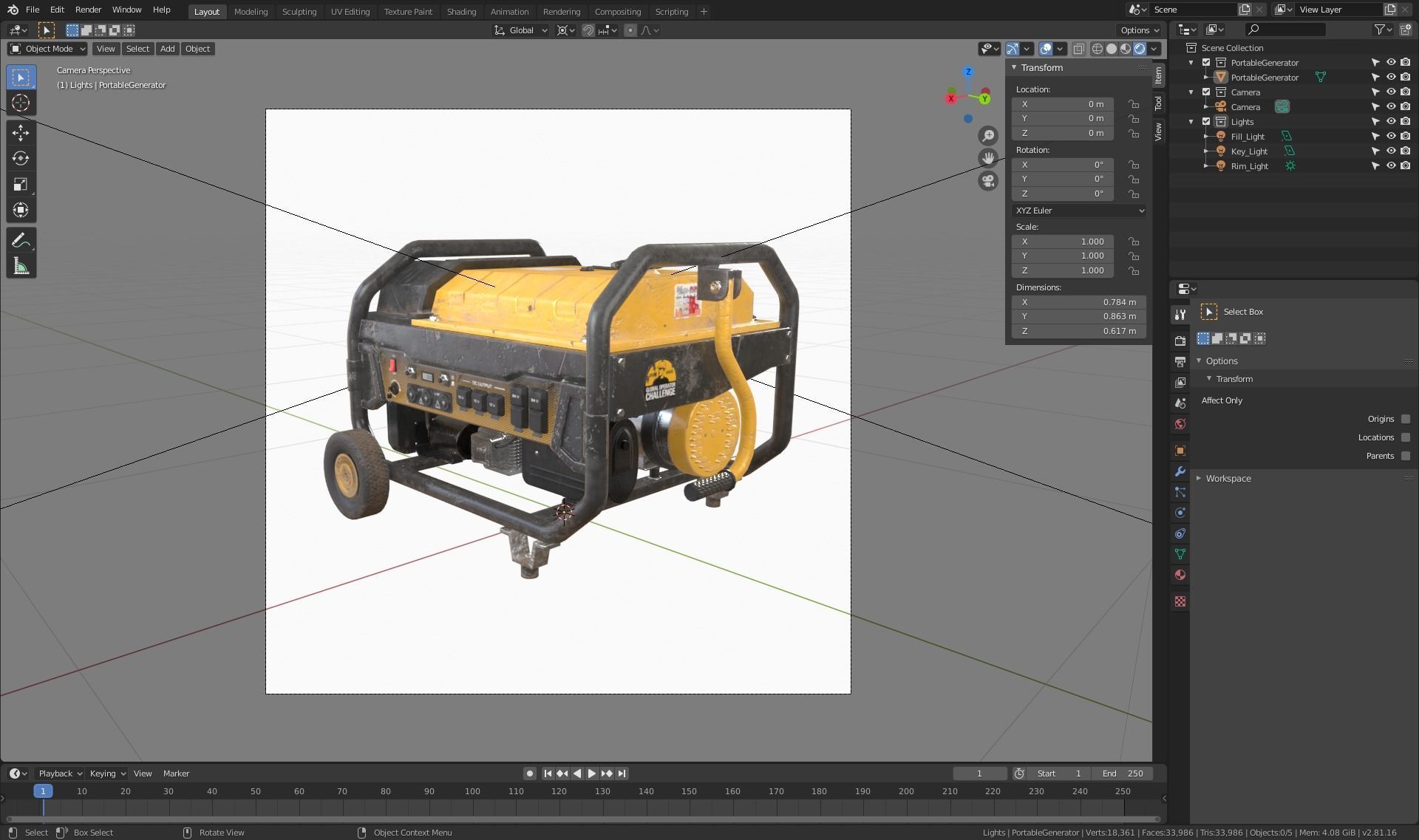Portable Generator  Low-poly 3D model_18