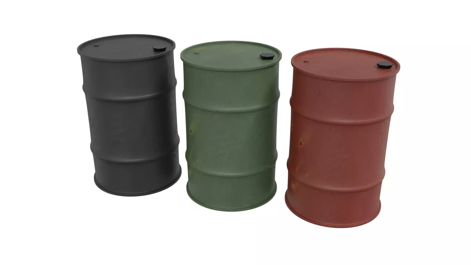 Barrels three plastic Low-poly 3D model_0