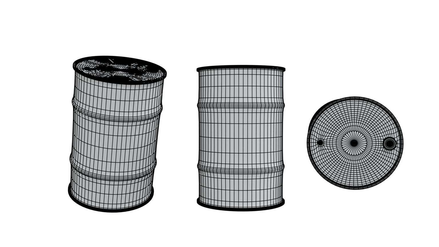 Barrels three plastic Low-poly 3D model_4