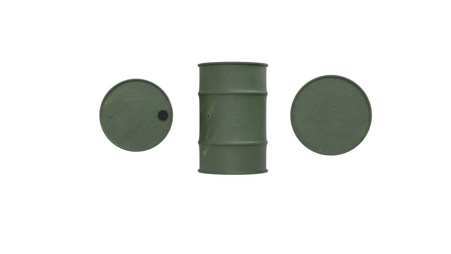 Barrels three plastic Low-poly 3D model_1