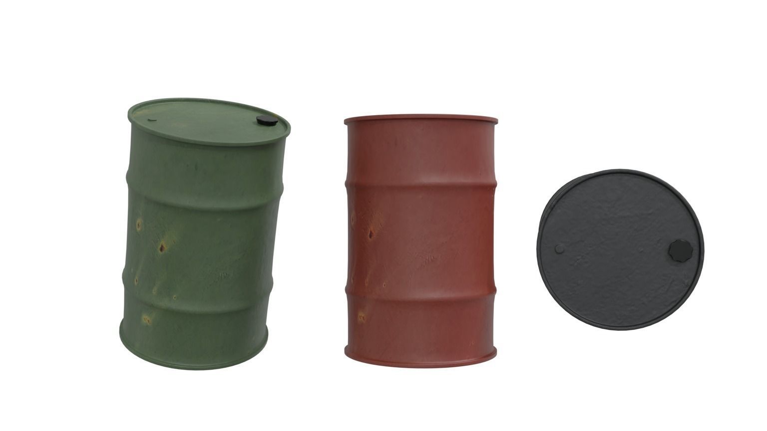 Barrels three plastic Low-poly 3D model_3
