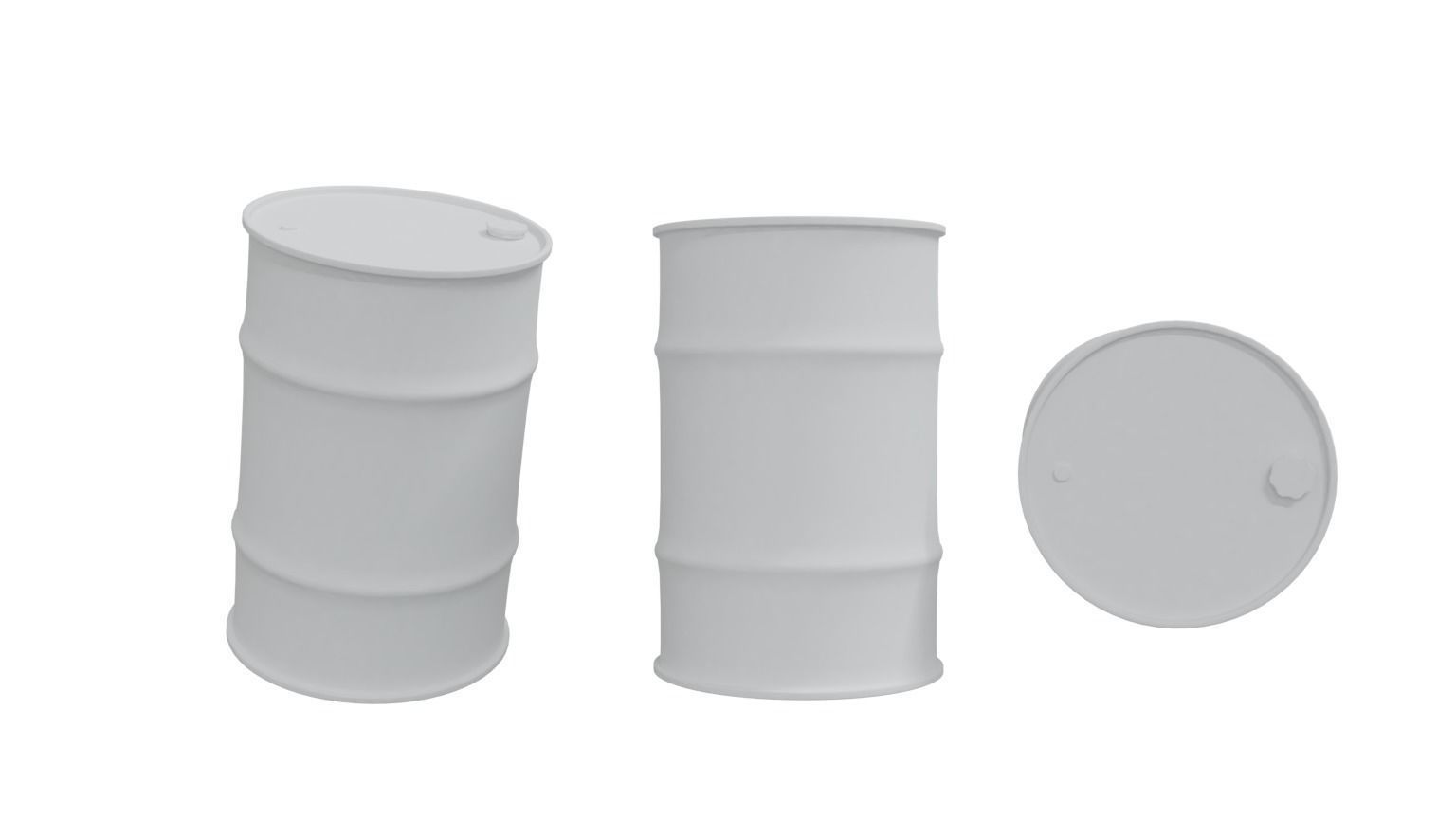 Barrels three plastic Low-poly 3D model_2