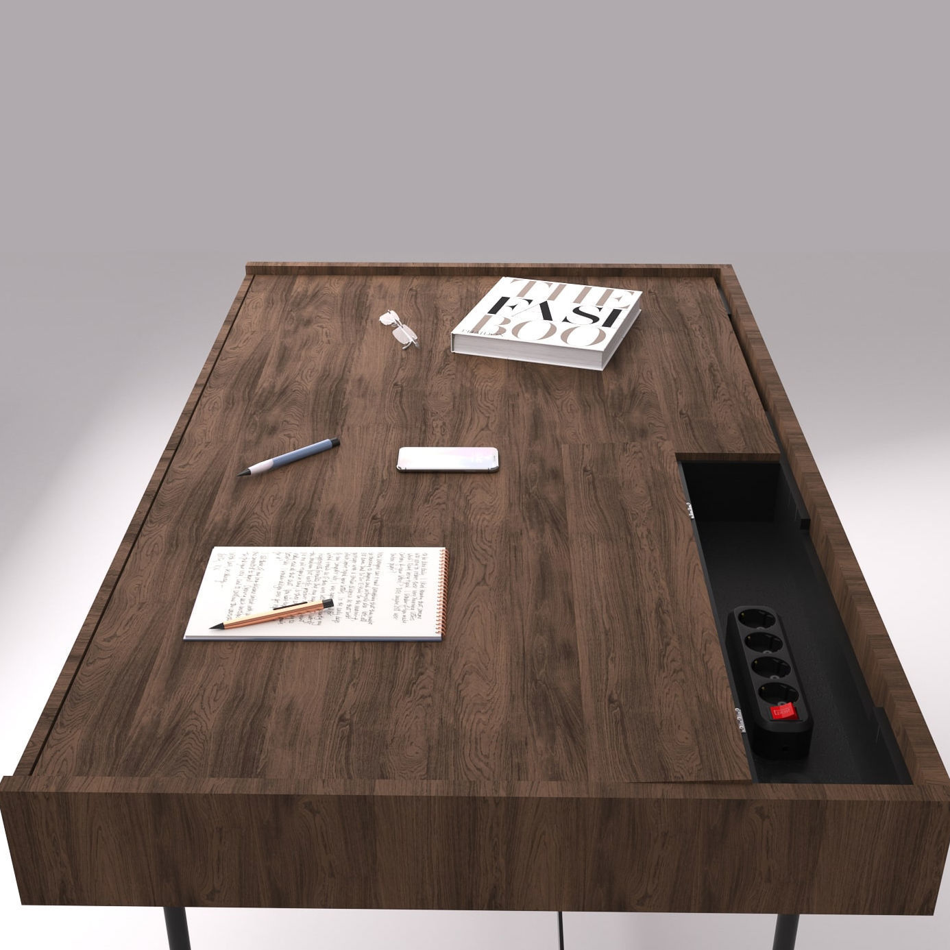 Wood table 3D model_3
