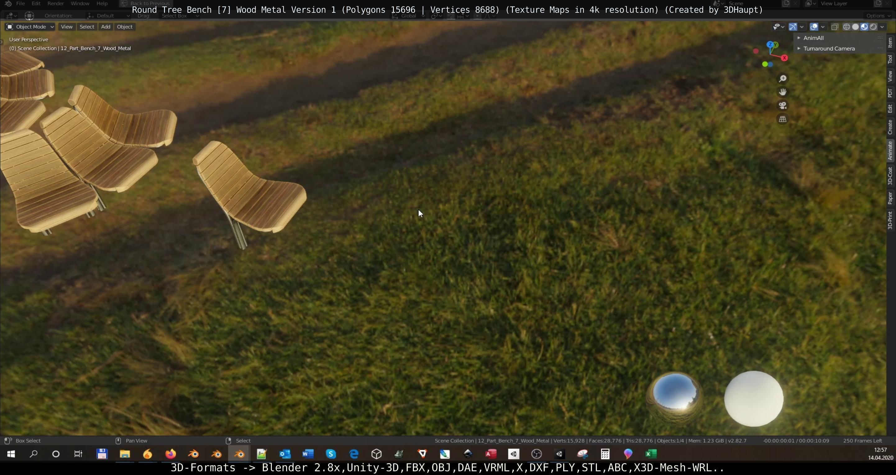 Round Tree Bench - 7 - Wood Metal Version 1 Low-poly 3D model_51