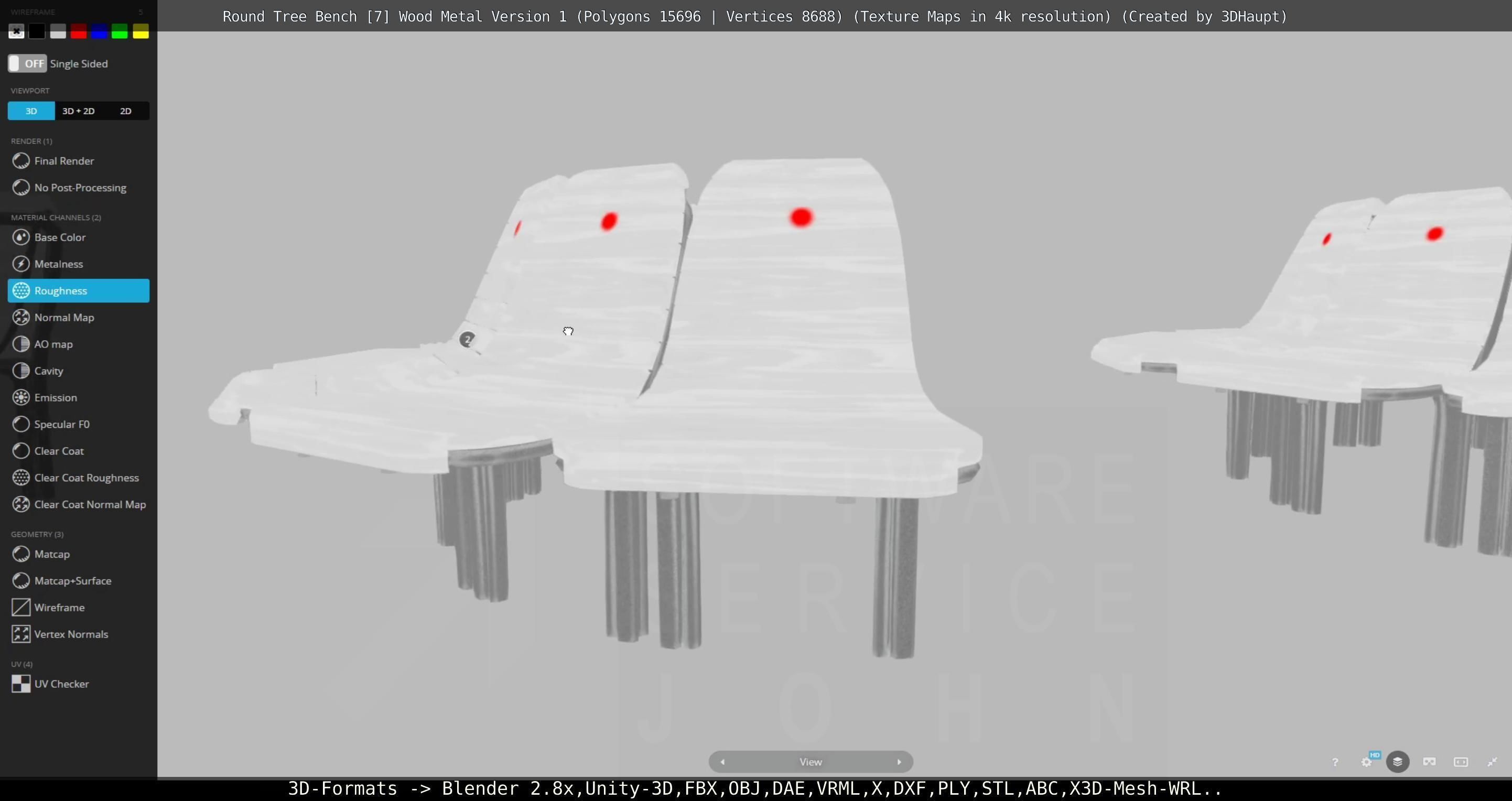 Round Tree Bench - 7 - Wood Metal Version 1 Low-poly 3D model_67