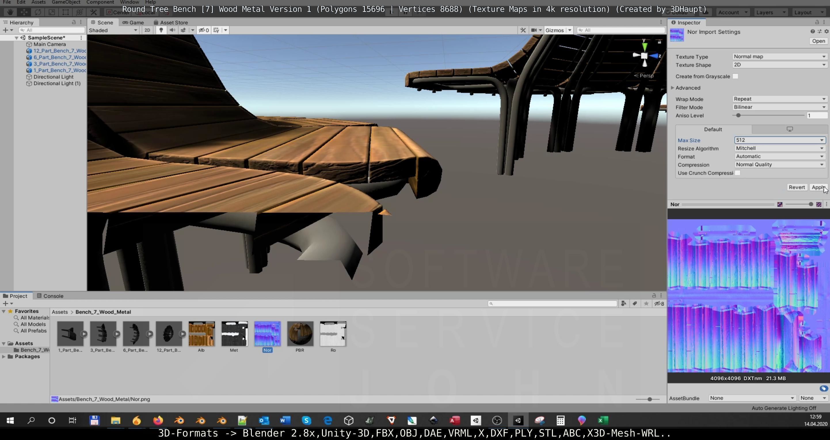 Round Tree Bench - 7 - Wood Metal Version 1 Low-poly 3D model_130