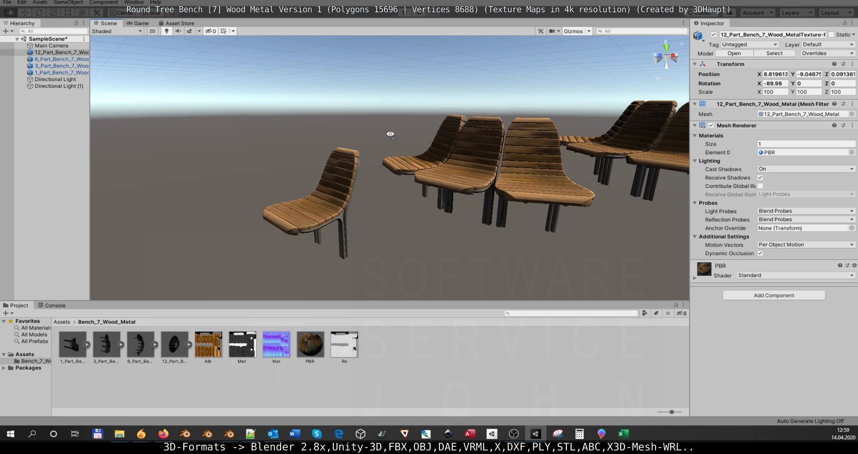 Round Tree Bench - 7 - Wood Metal Version 1 Low-poly 3D model_57