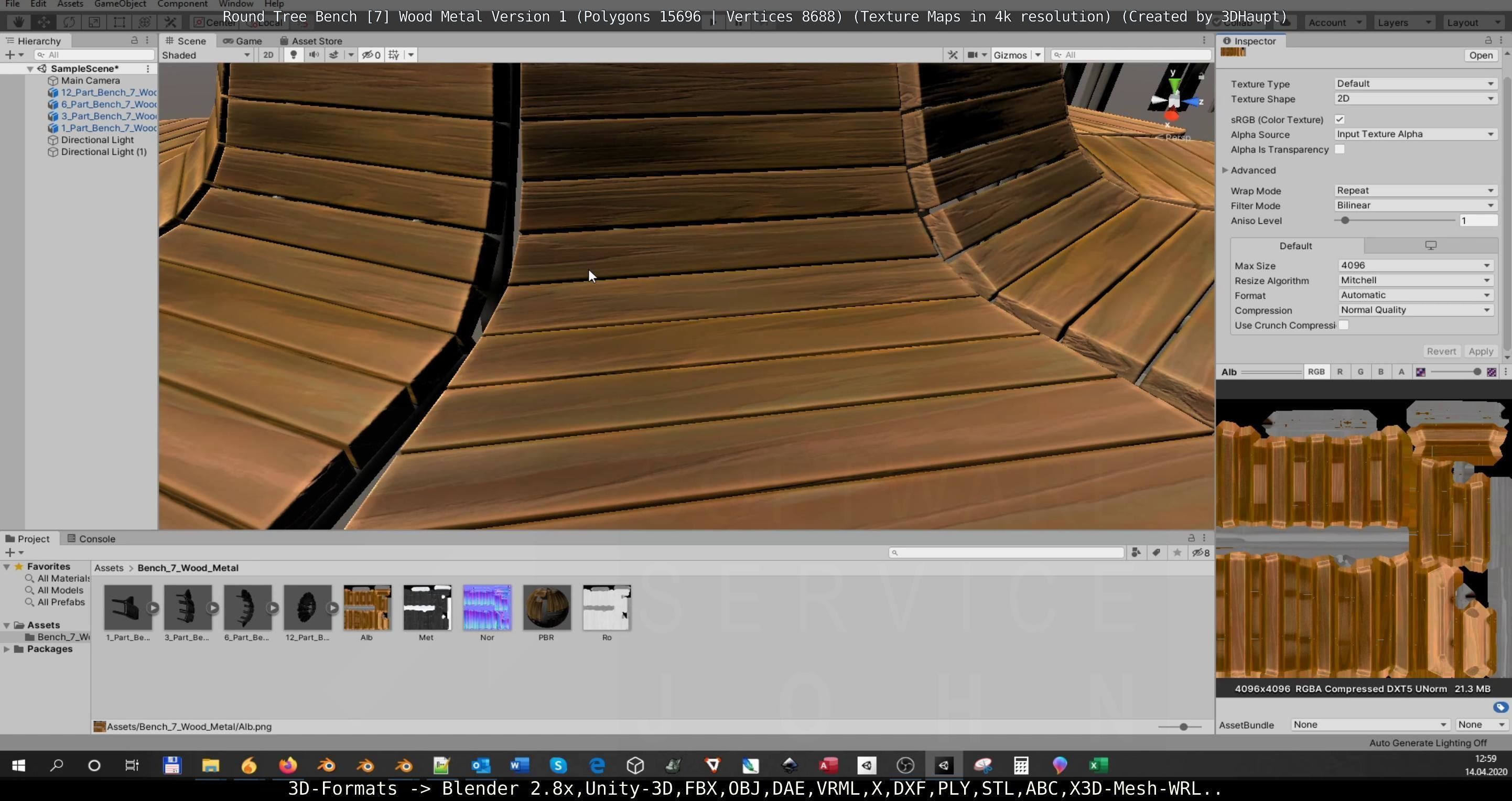 Round Tree Bench - 7 - Wood Metal Version 1 Low-poly 3D model_35
