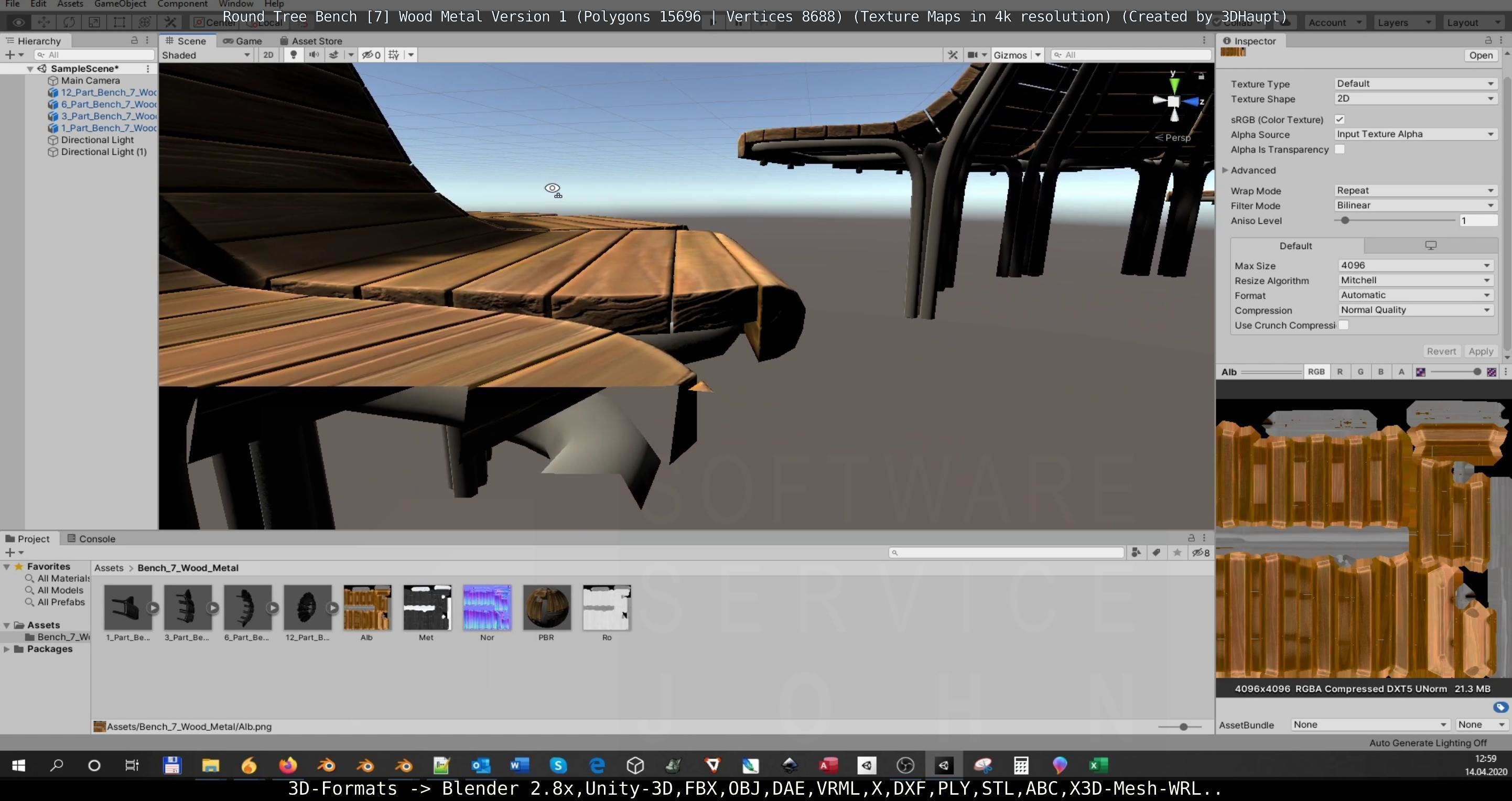 Round Tree Bench - 7 - Wood Metal Version 1 Low-poly 3D model_118