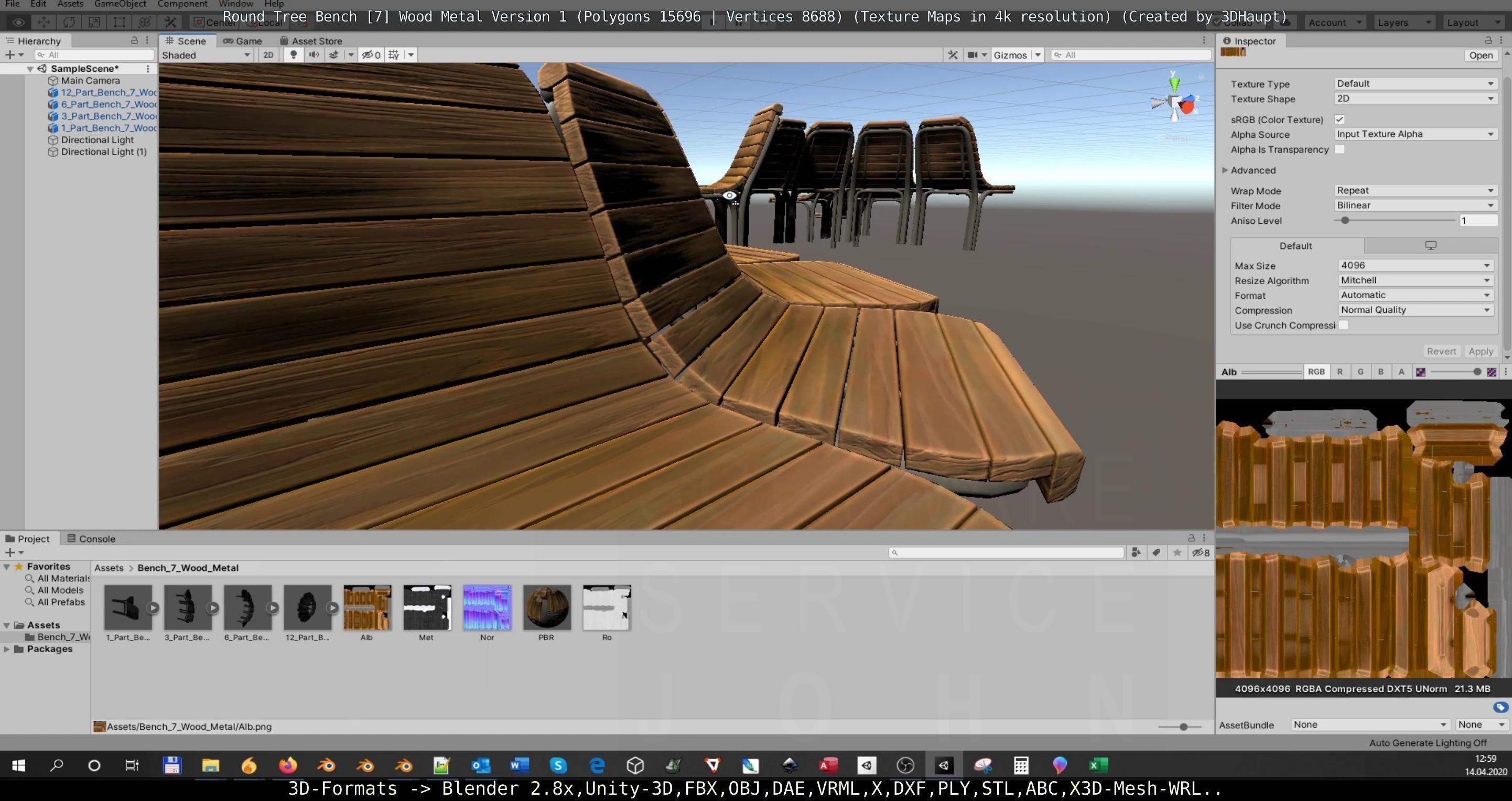 Round Tree Bench - 7 - Wood Metal Version 1 Low-poly 3D model_72