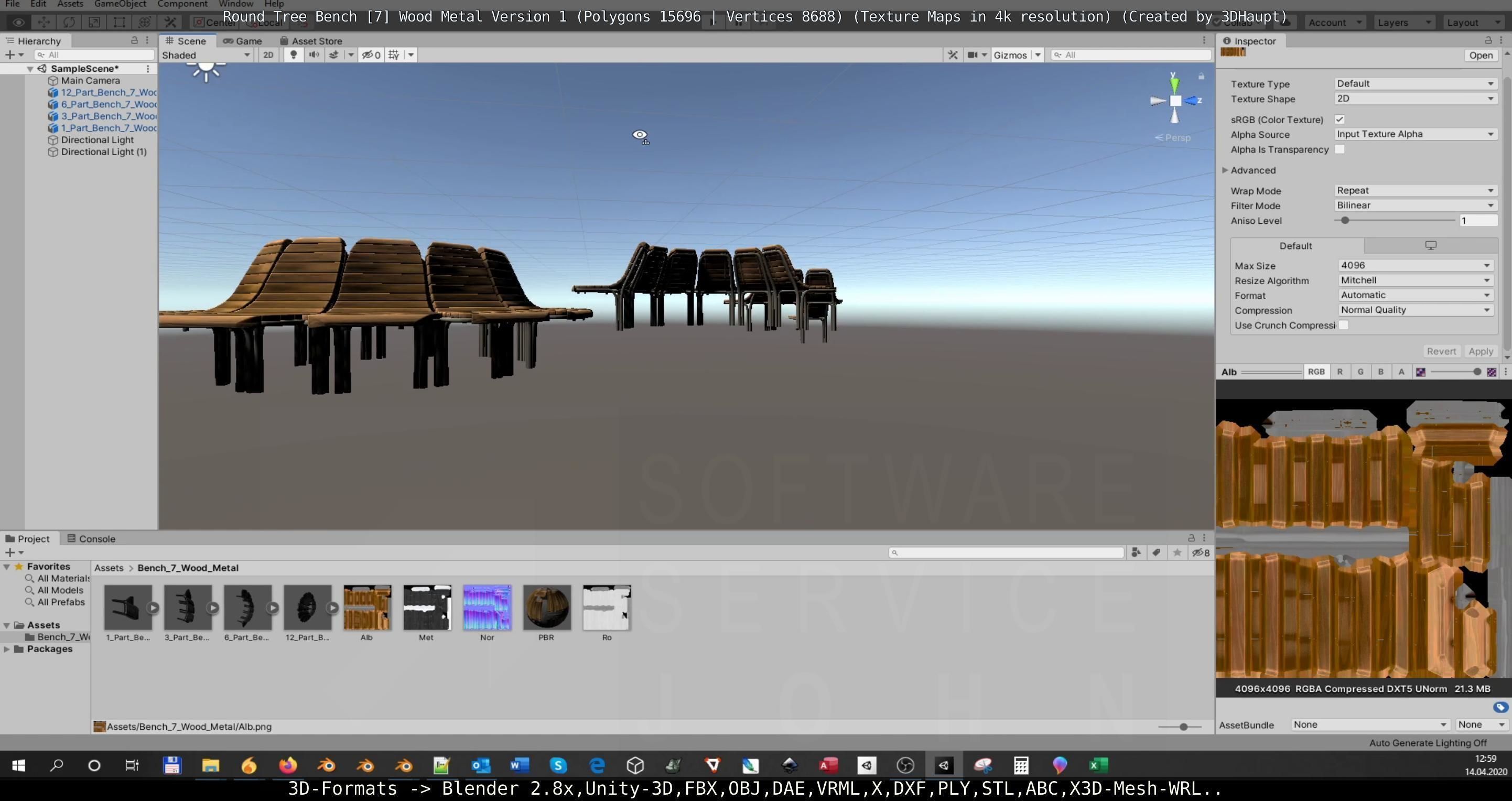 Round Tree Bench - 7 - Wood Metal Version 1 Low-poly 3D model_111