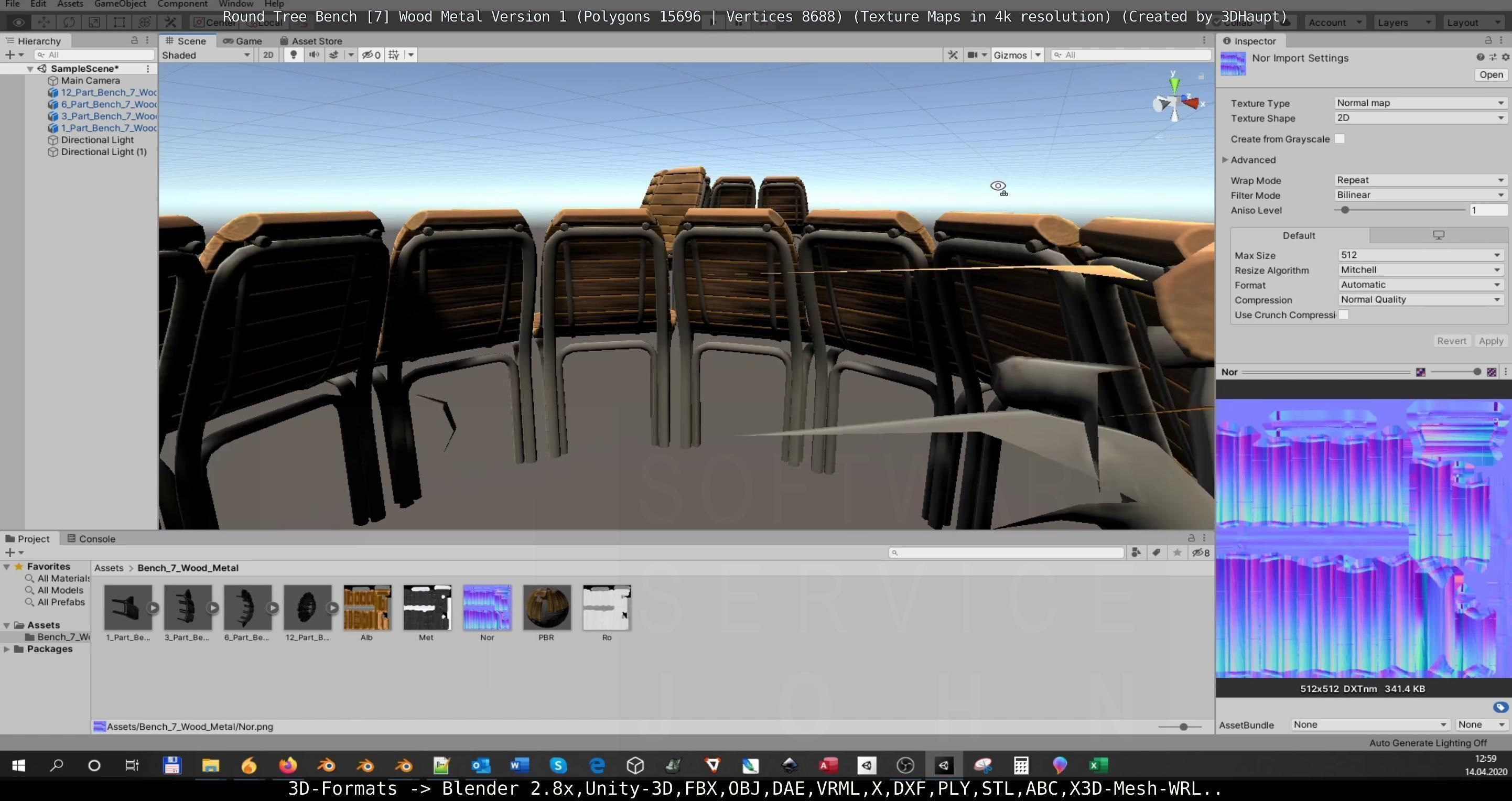 Round Tree Bench - 7 - Wood Metal Version 1 Low-poly 3D model_140