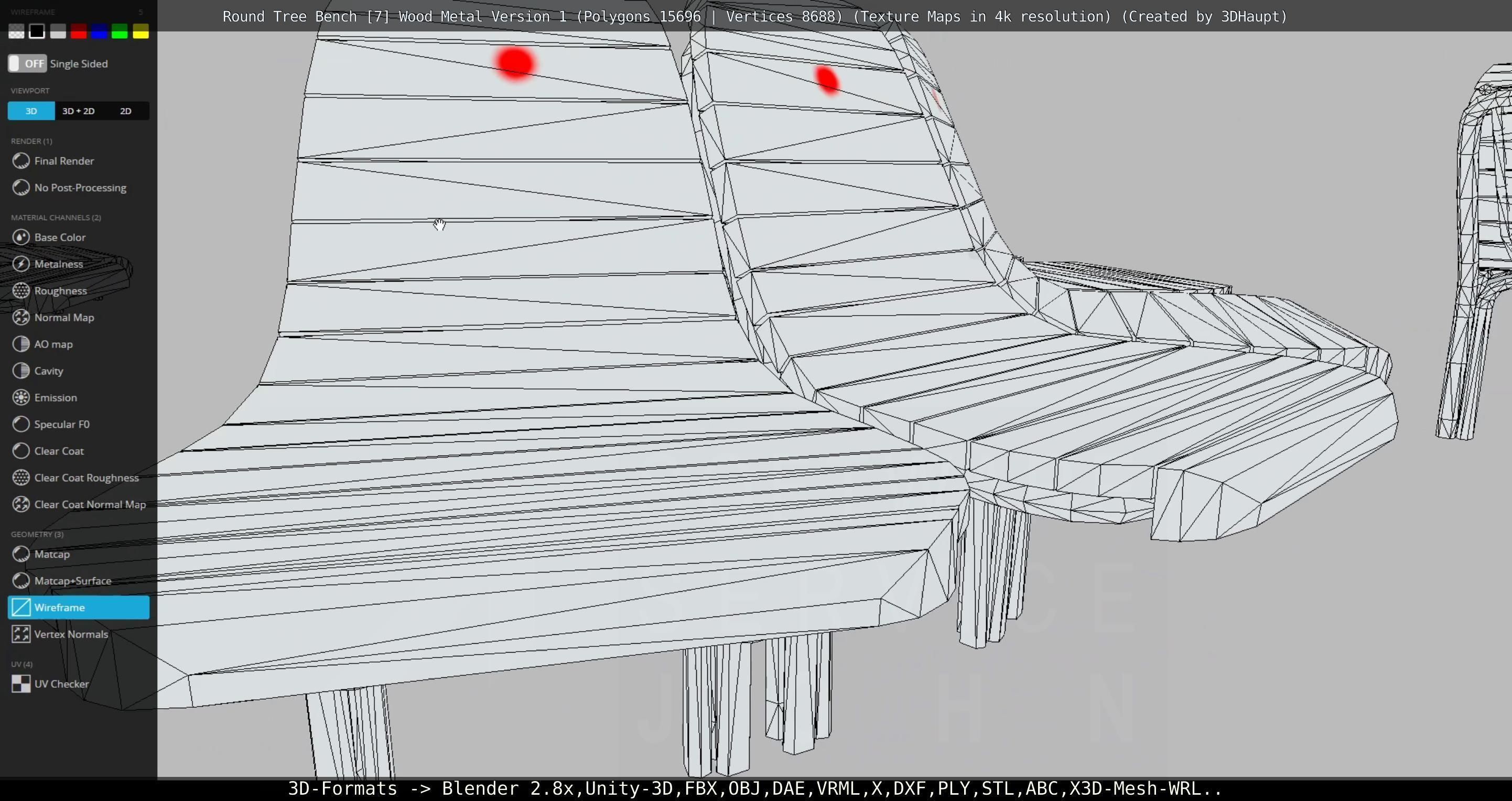 Round Tree Bench - 7 - Wood Metal Version 1 Low-poly 3D model_26