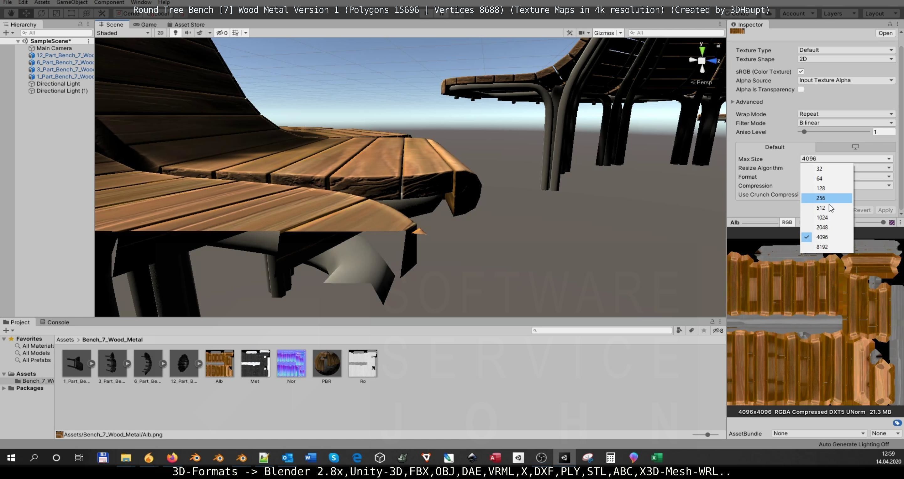 Round Tree Bench - 7 - Wood Metal Version 1 Low-poly 3D model_122