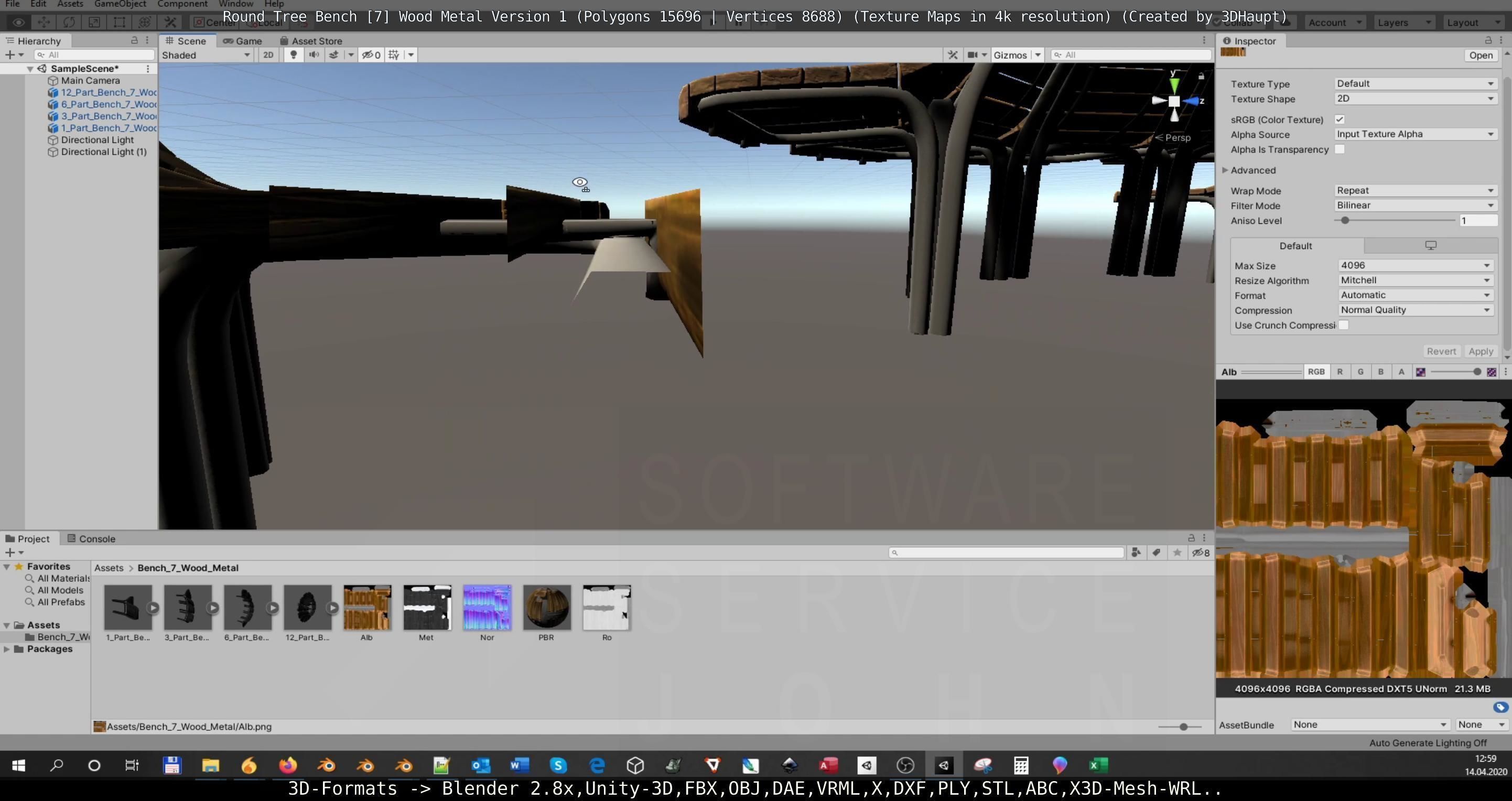 Round Tree Bench - 7 - Wood Metal Version 1 Low-poly 3D model_116