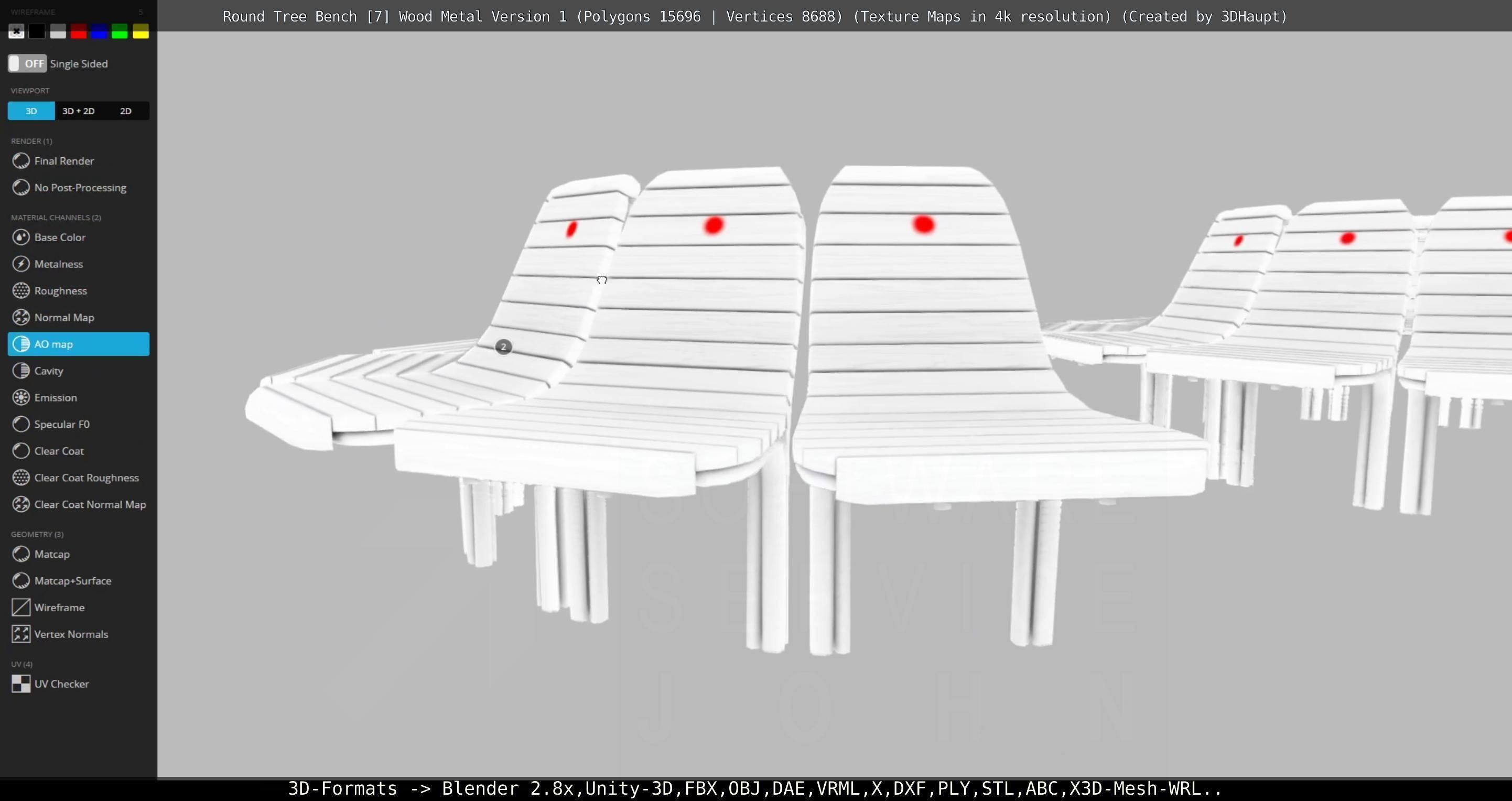 Round Tree Bench - 7 - Wood Metal Version 1 Low-poly 3D model_108