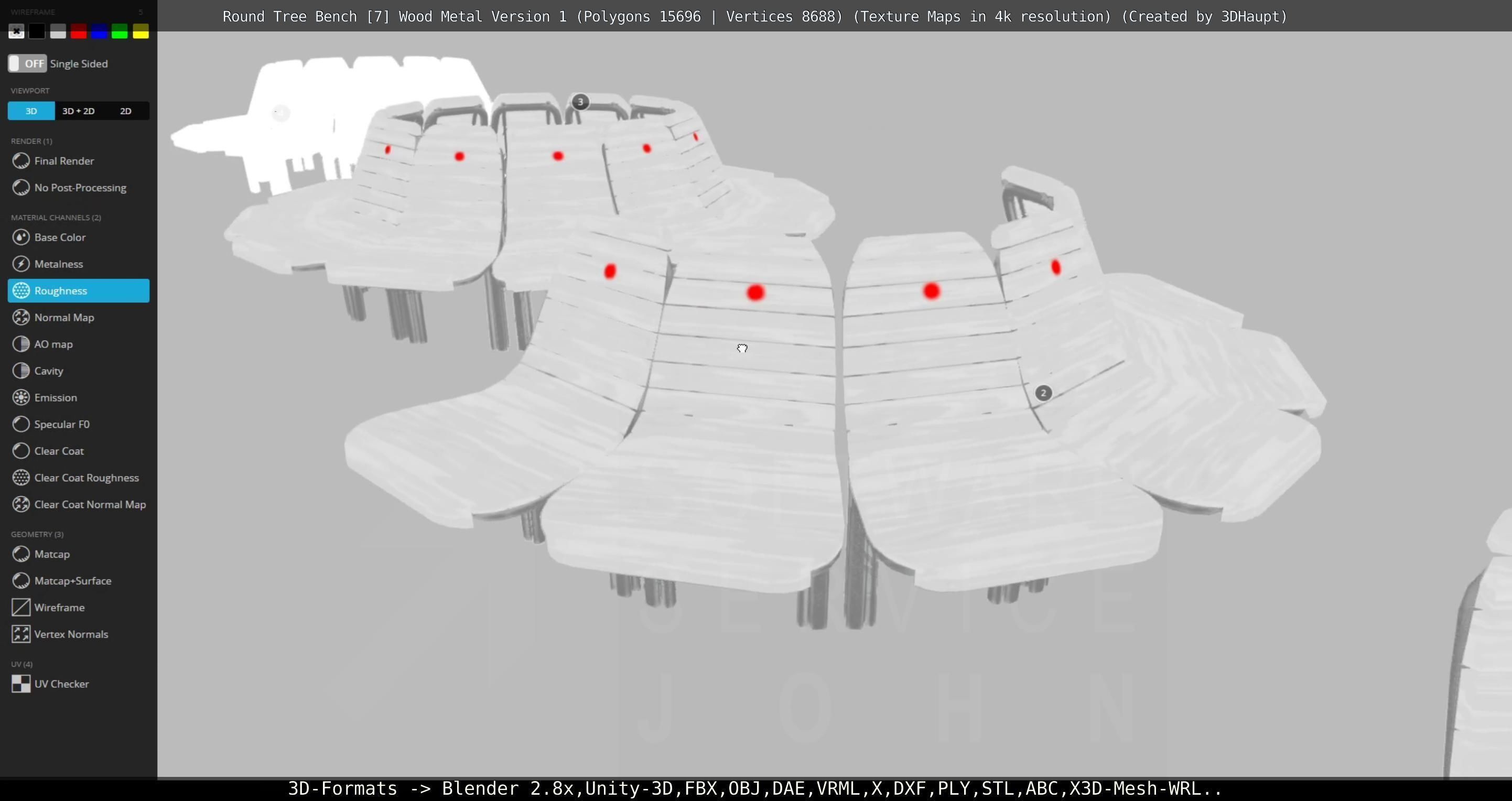 Round Tree Bench - 7 - Wood Metal Version 1 Low-poly 3D model_71
